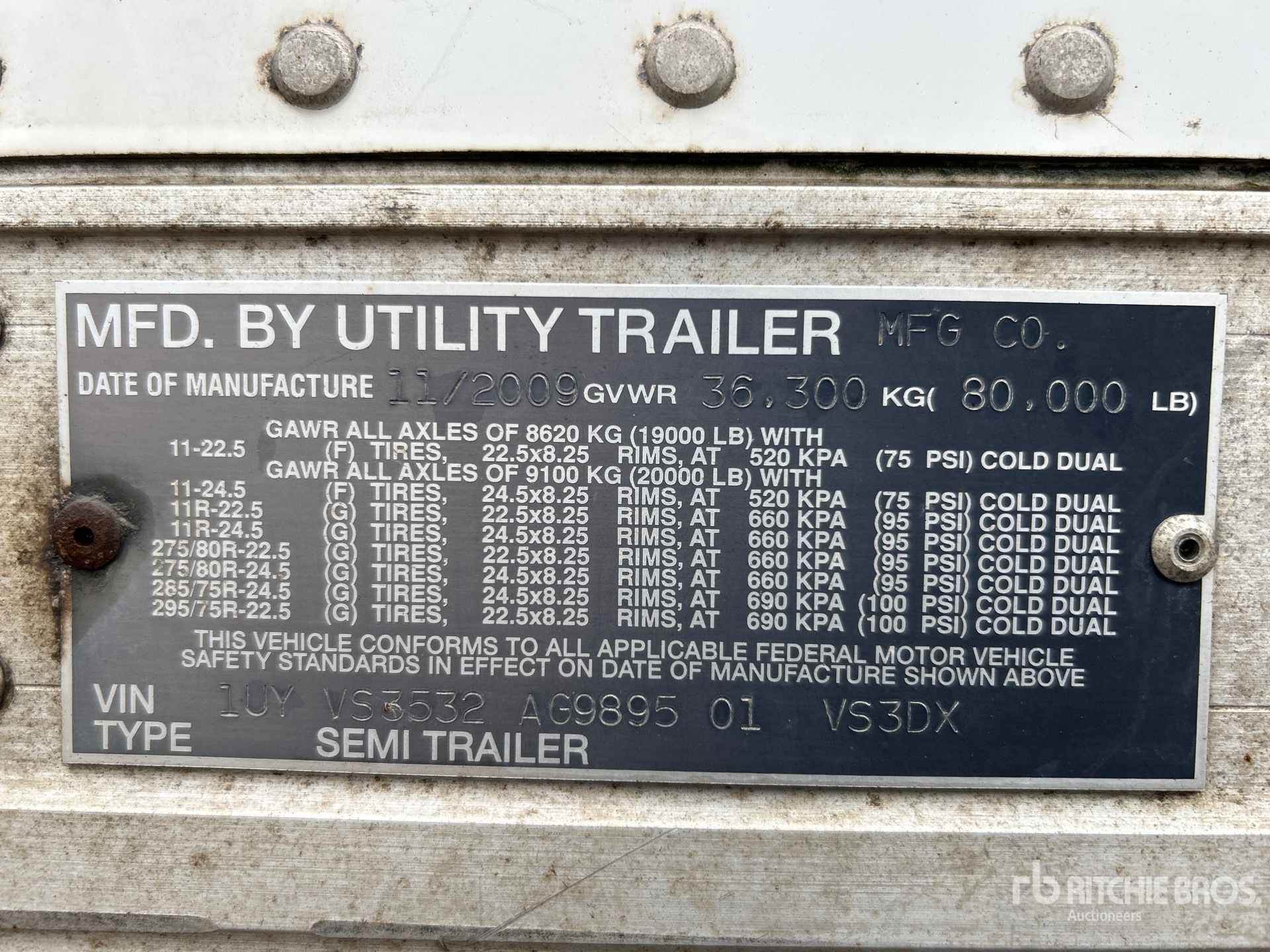General Appearance with Serial Number / VIN