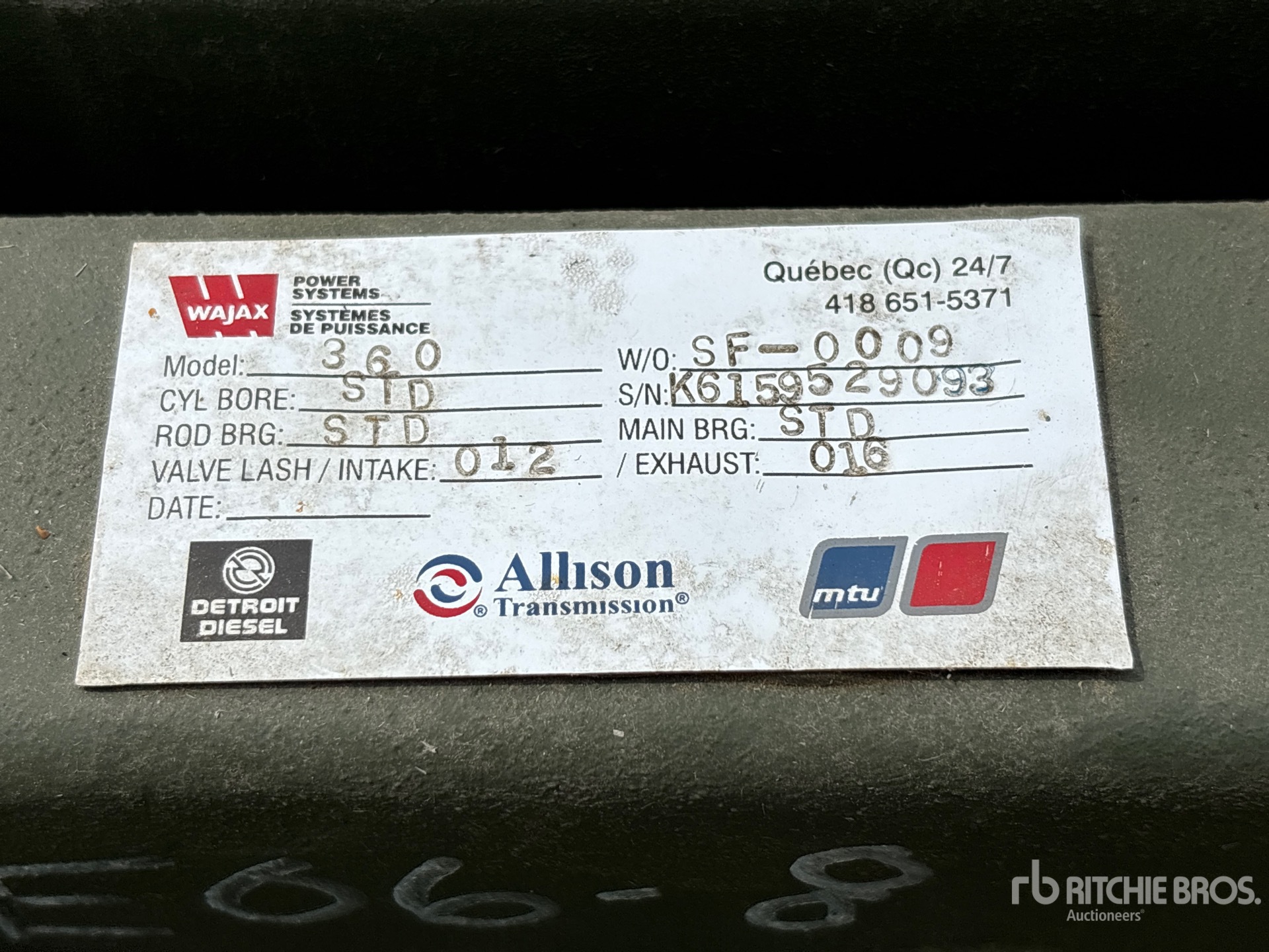 General Appearance with Serial Number / VIN