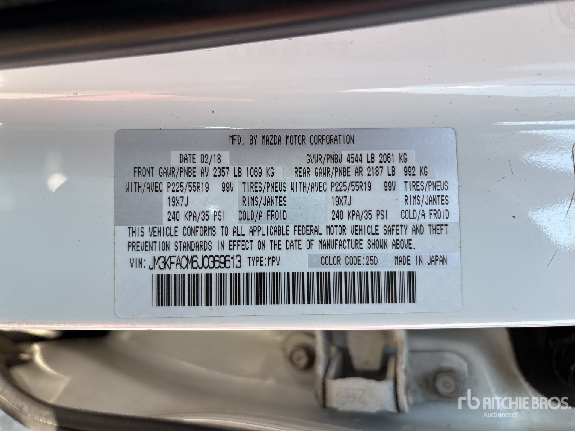 General Appearance with Serial Number / VIN