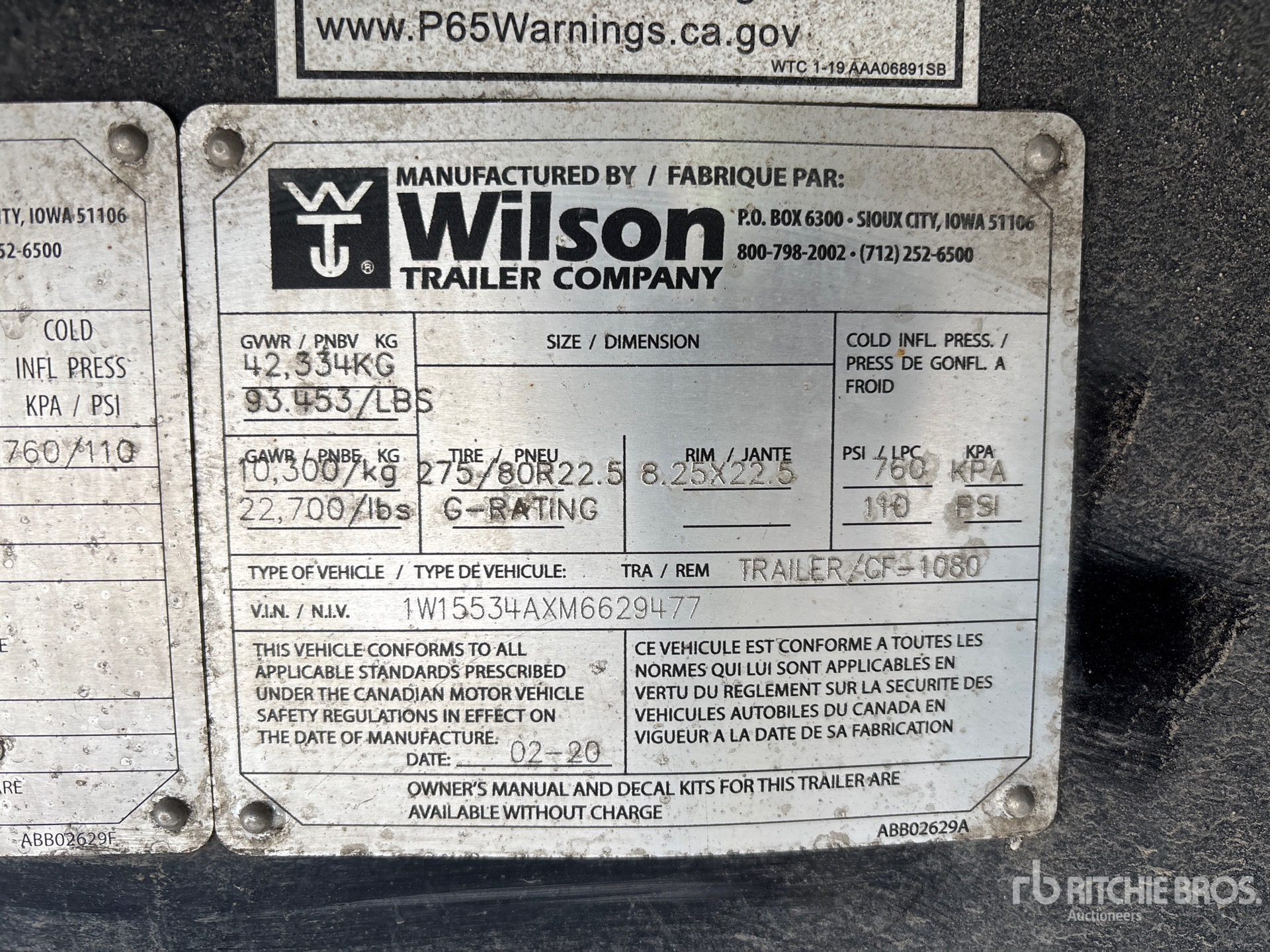 General Appearance with Serial Number / VIN
