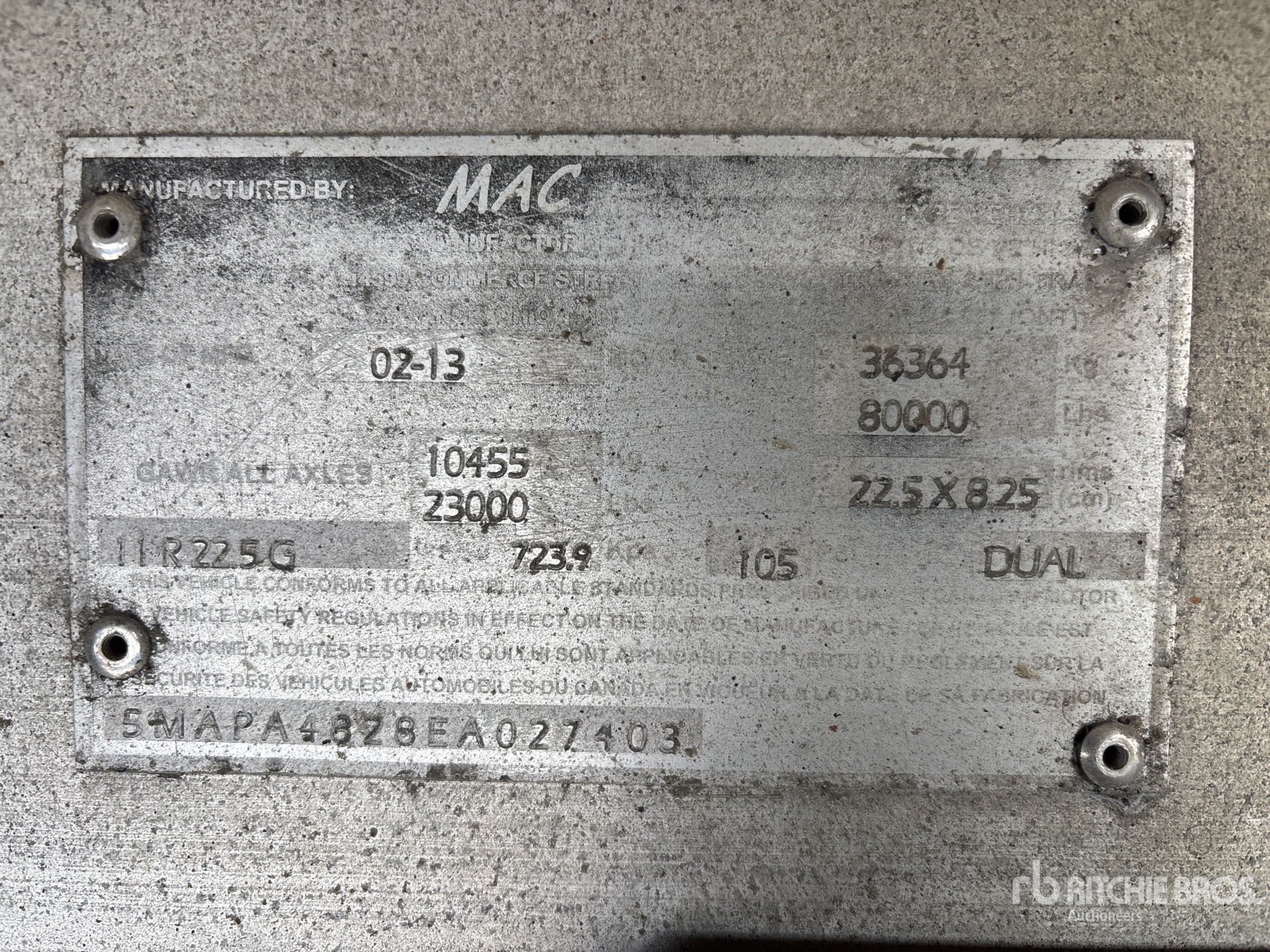 General Appearance with Serial Number / VIN