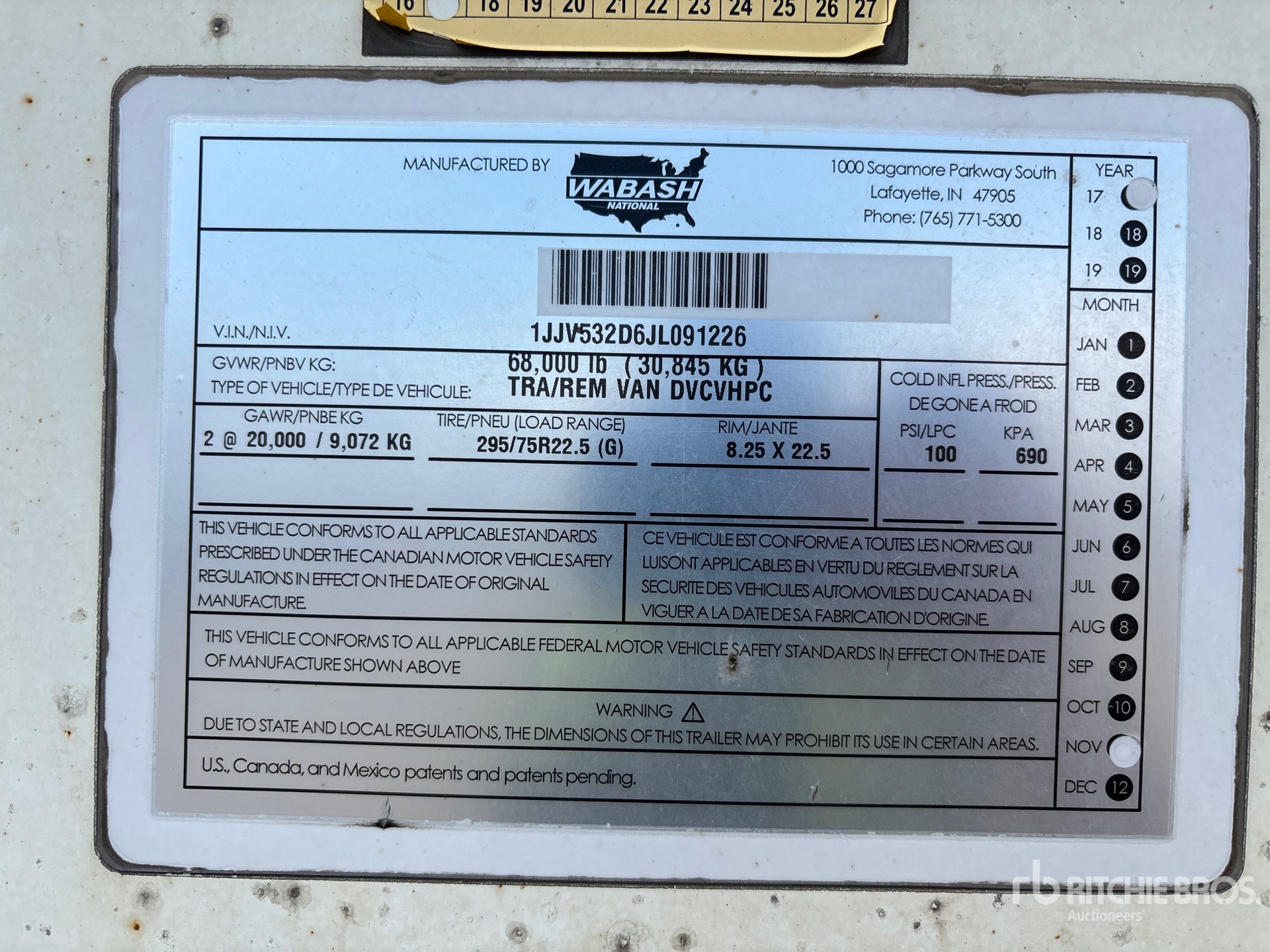 General Appearance with Serial Number / VIN
