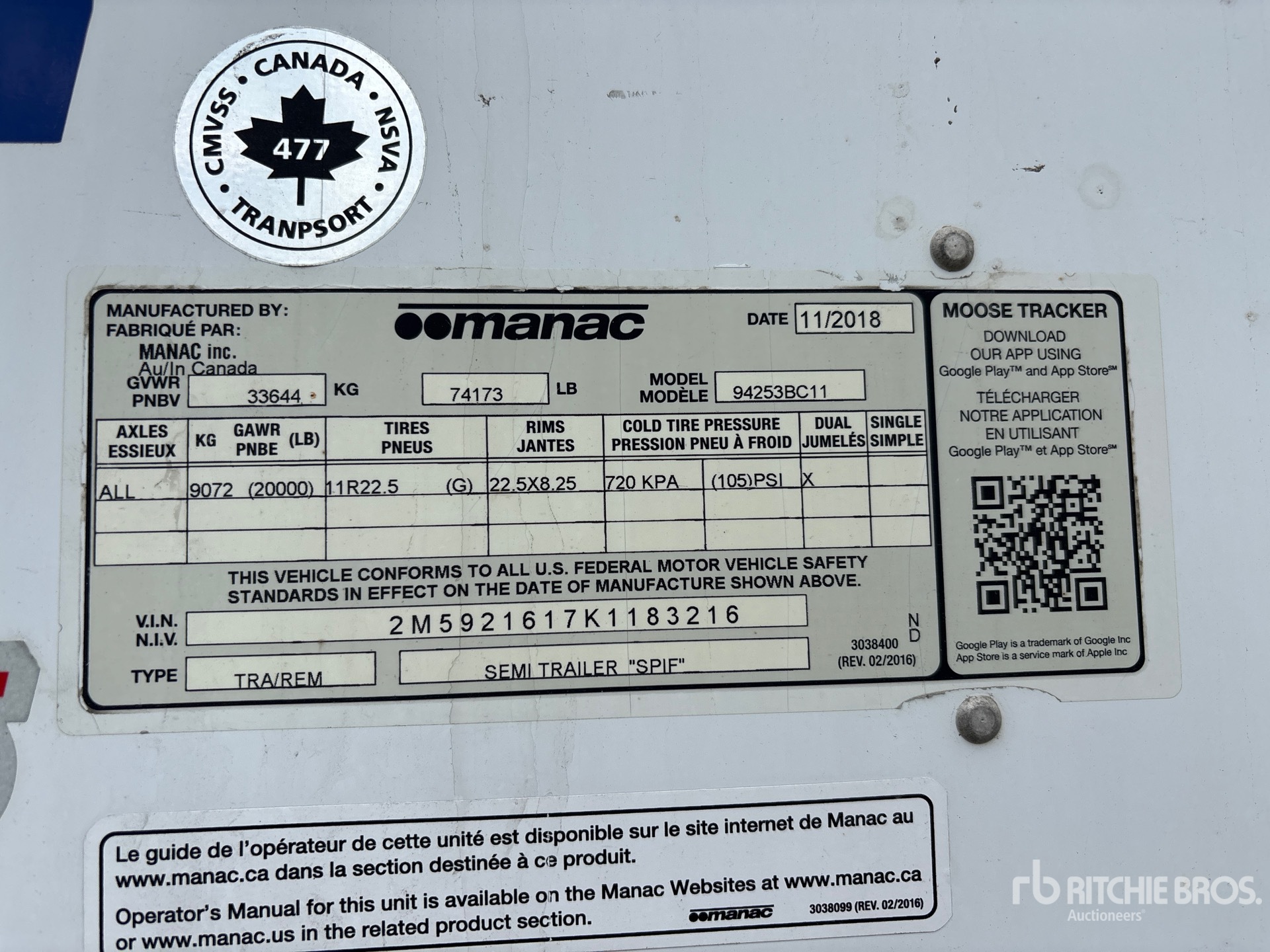 General Appearance with Serial Number / VIN