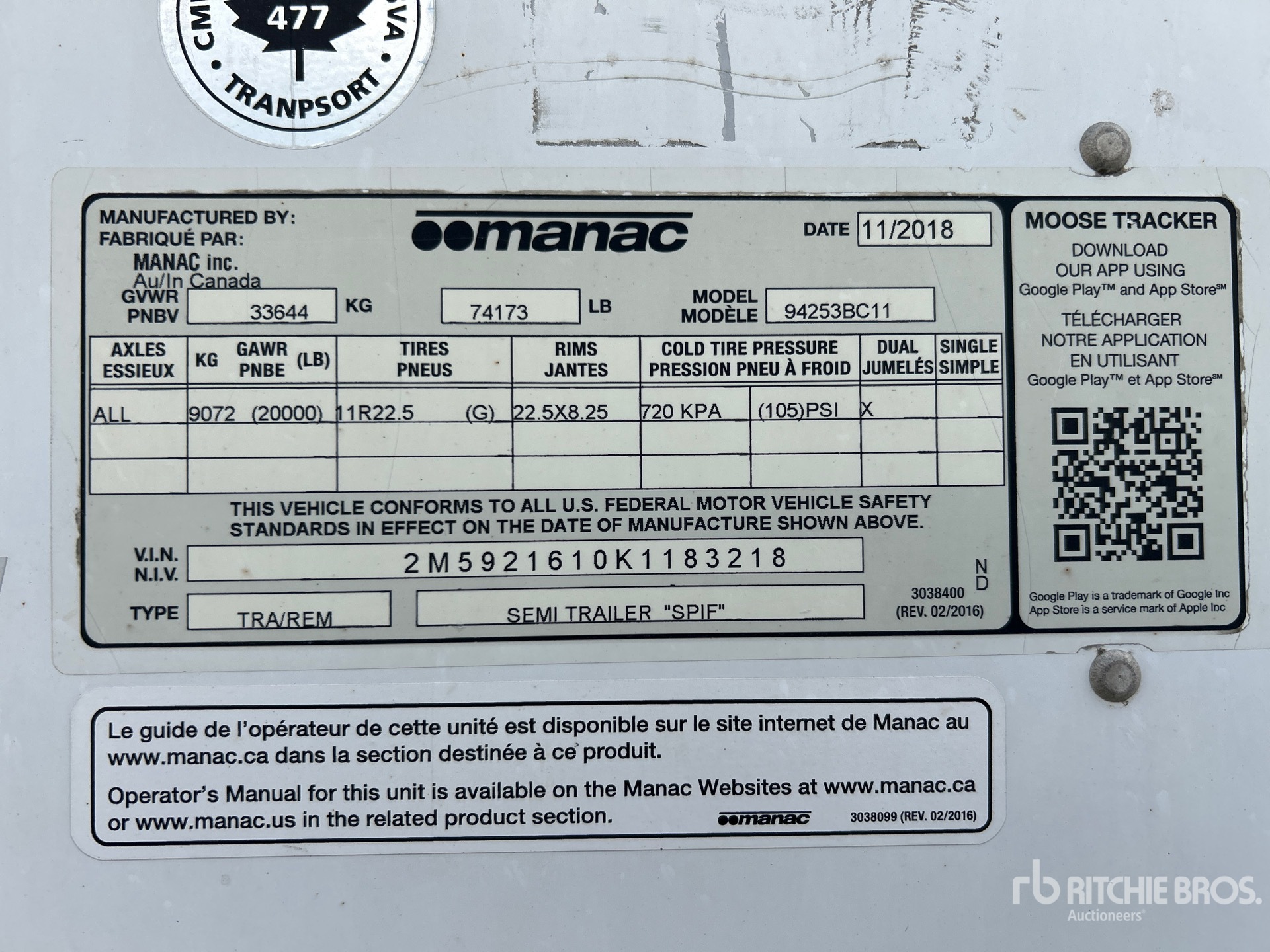 General Appearance with Serial Number / VIN