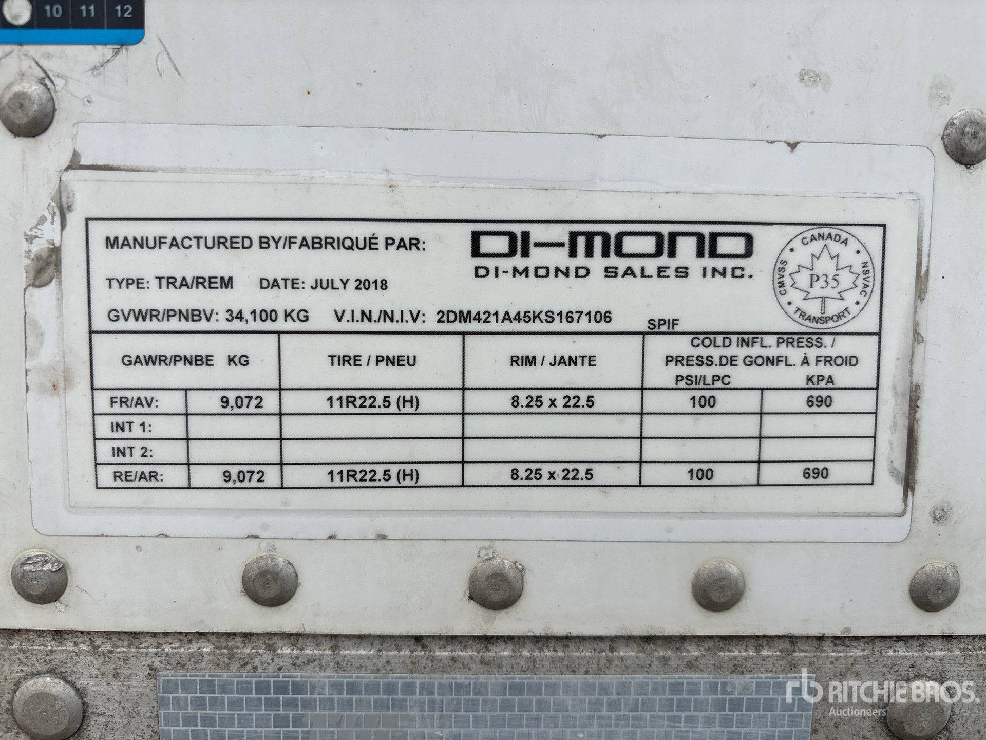 General Appearance with Serial Number / VIN