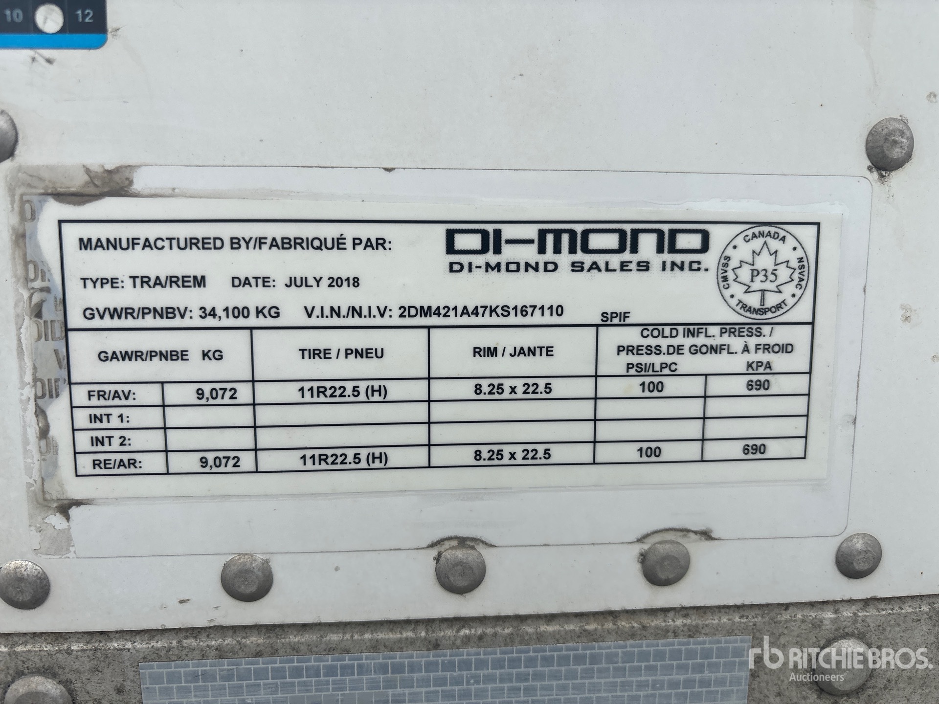 General Appearance with Serial Number / VIN