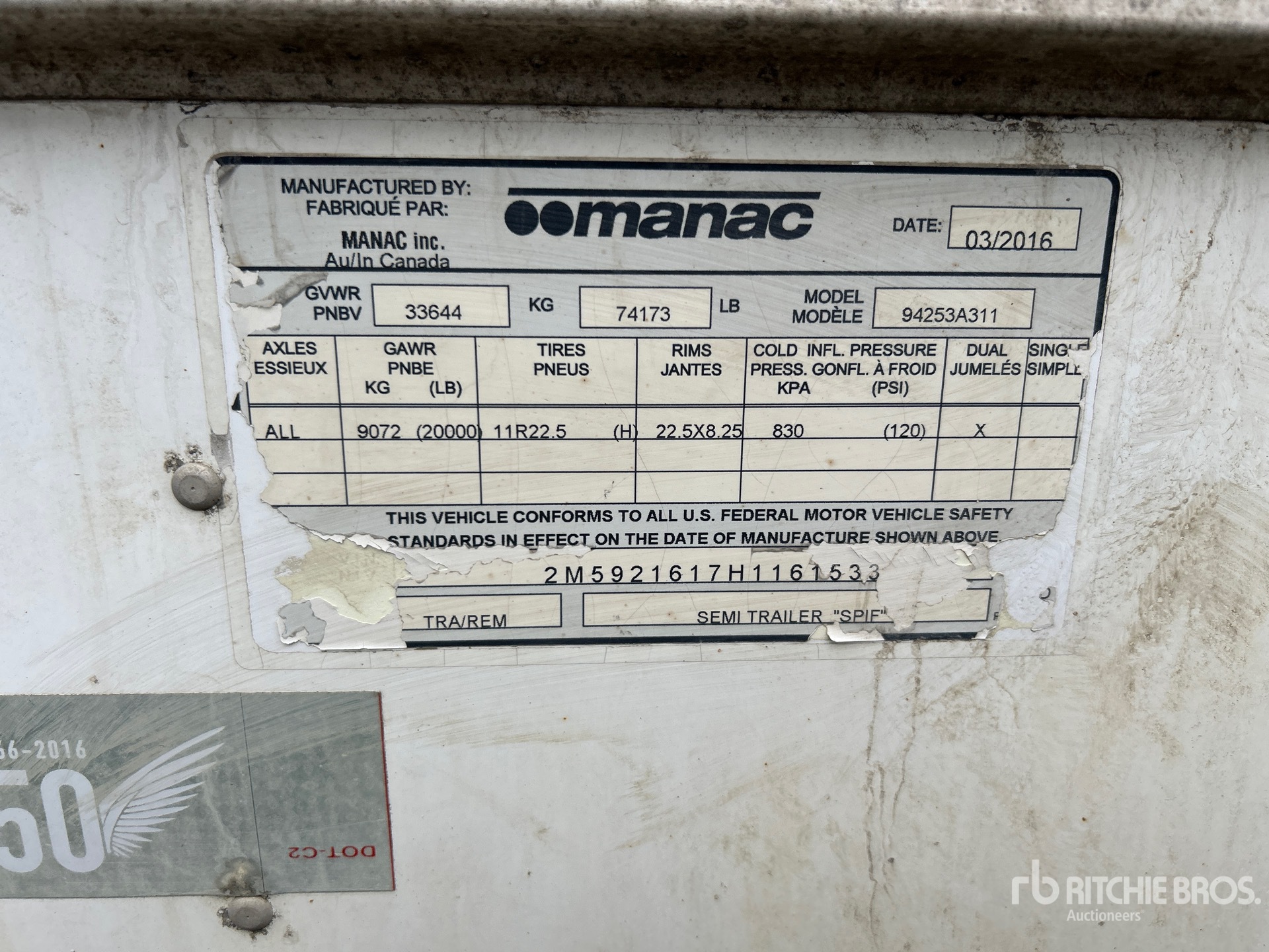 General Appearance with Serial Number / VIN