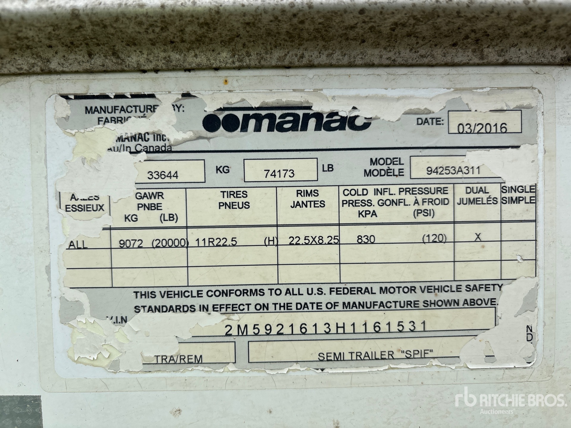 General Appearance with Serial Number / VIN