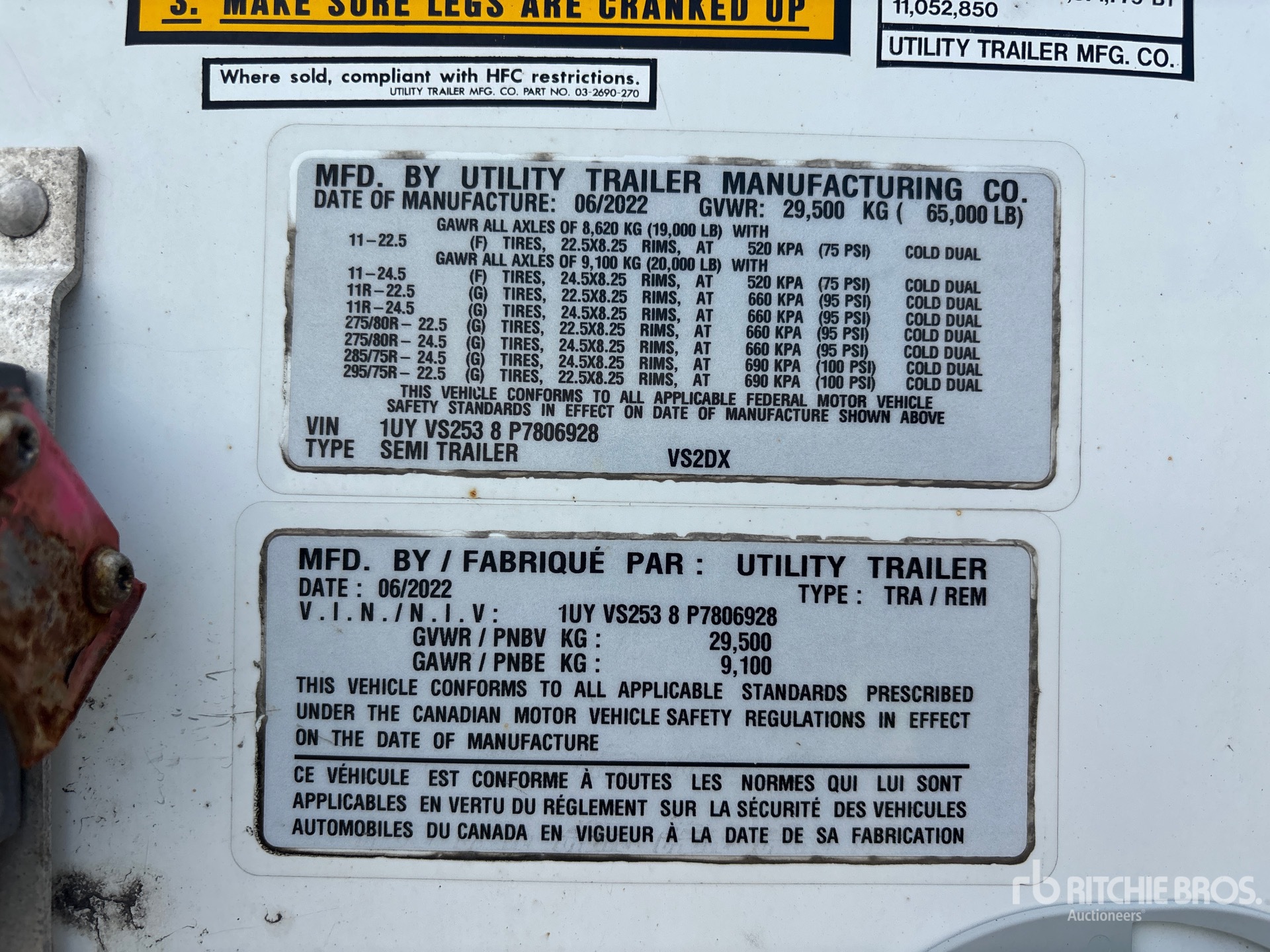 General Appearance with Serial Number / VIN