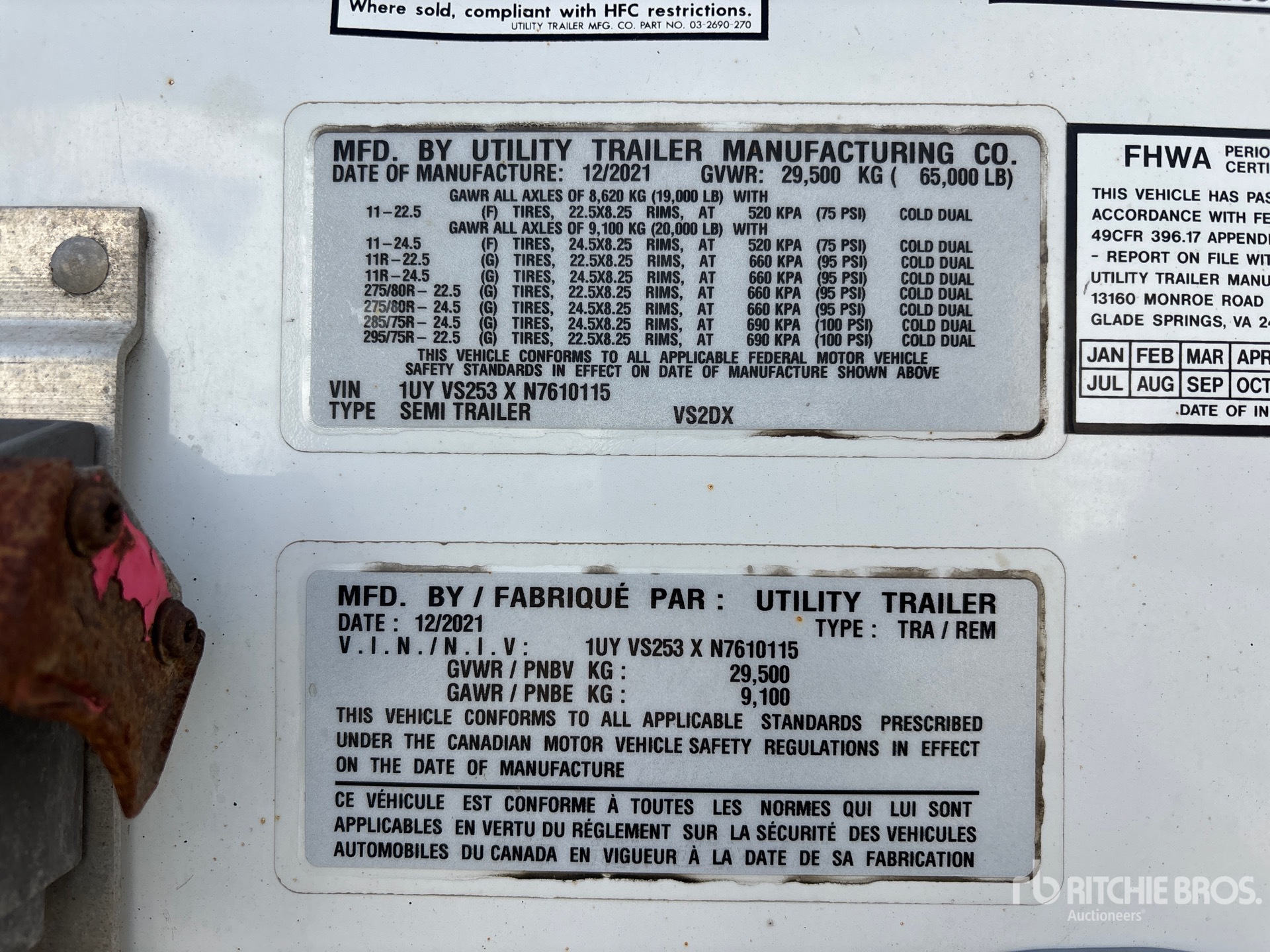 General Appearance with Numéro de série/Numéro d'identification du véhicule automobile