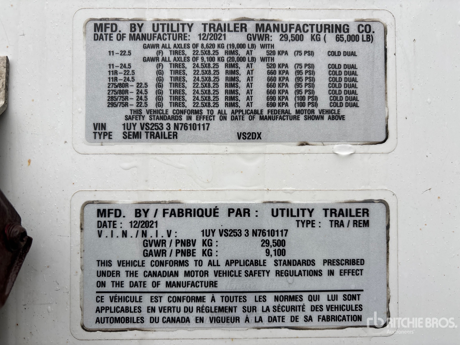 General Appearance with Serial Number / VIN