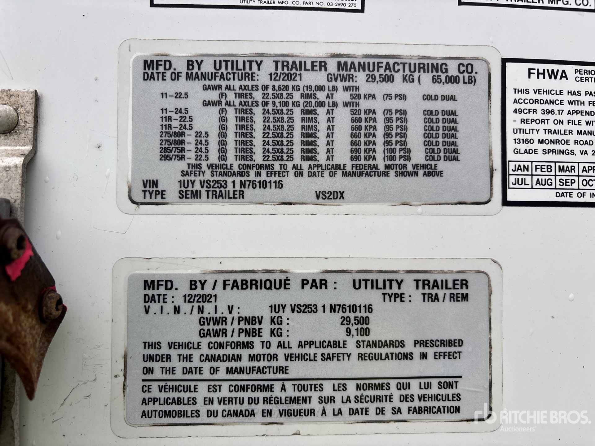 General Appearance with Serial Number / VIN