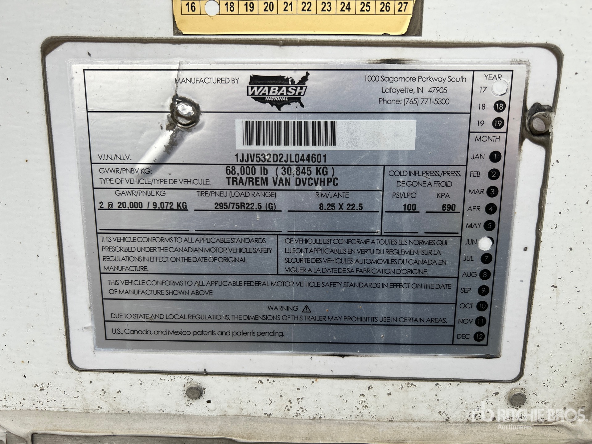 General Appearance with Serial Number / VIN