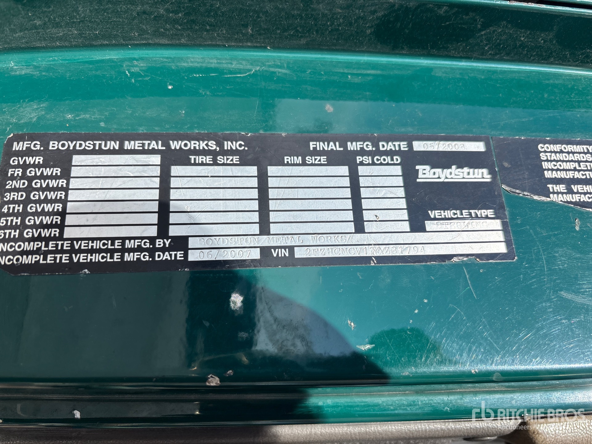 General Appearance with Serial Number / VIN