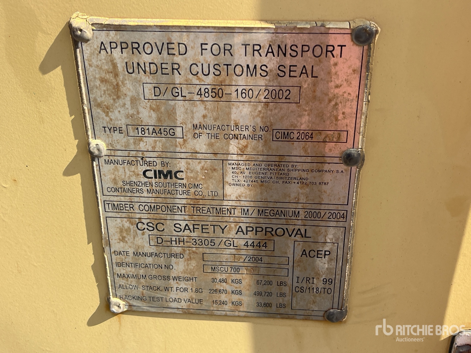 General Appearance with Serial Number / VIN