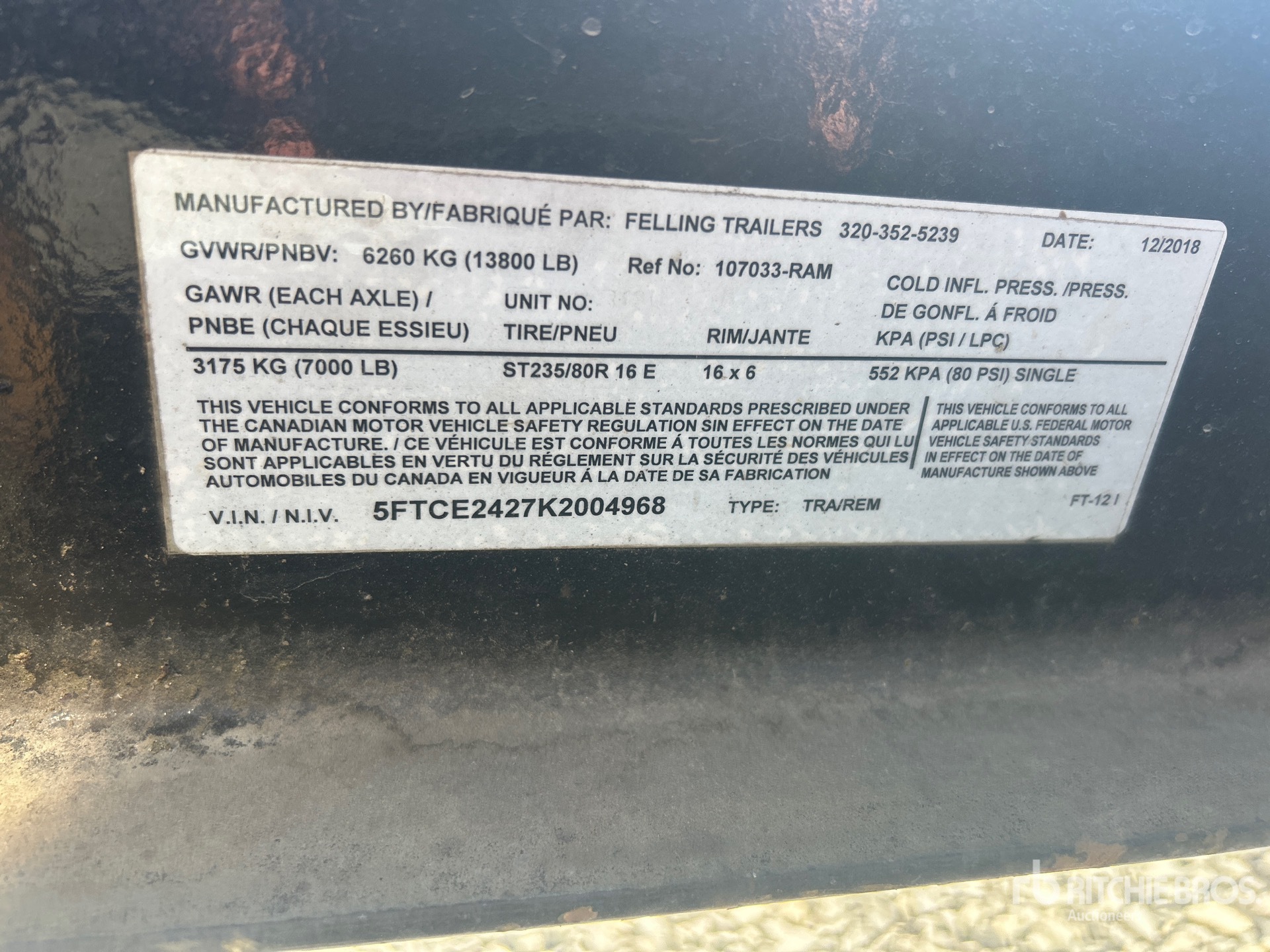 General Appearance with Serial Number / VIN