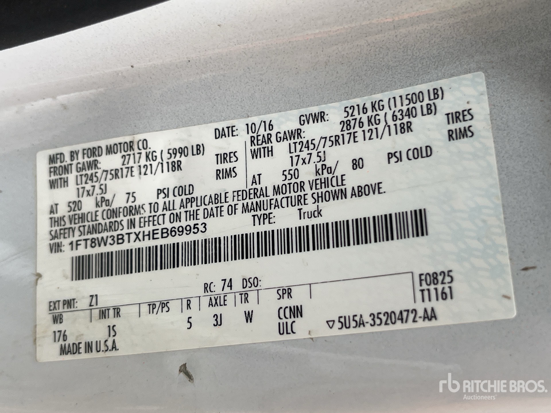 General Appearance with Serial Number / VIN