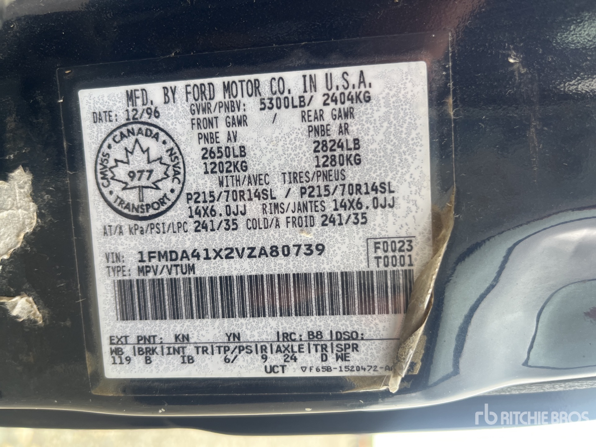 General Appearance with Serial Number / VIN