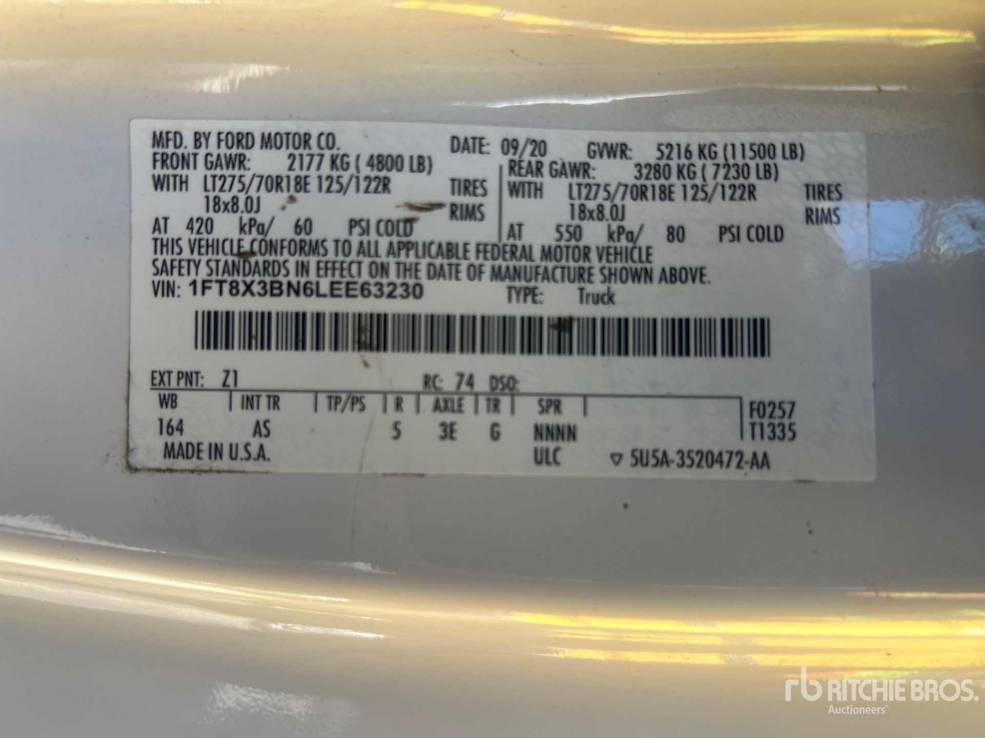 General Appearance with Serial Number / VIN