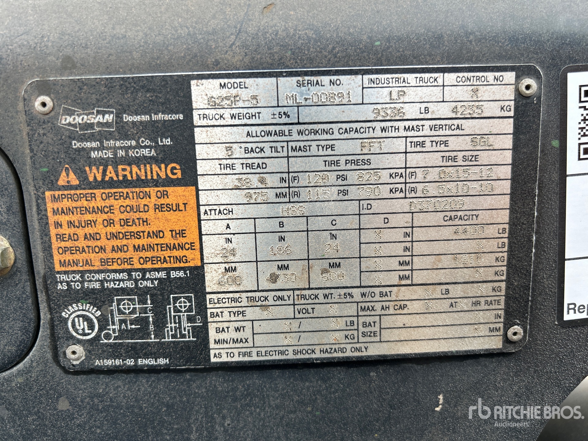 General Appearance with Serial Number / VIN