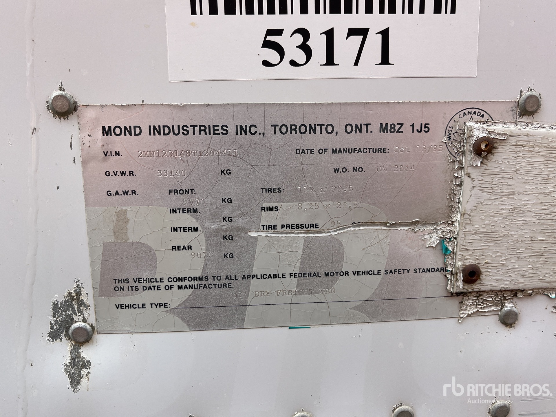 General Appearance with Serial Number / VIN