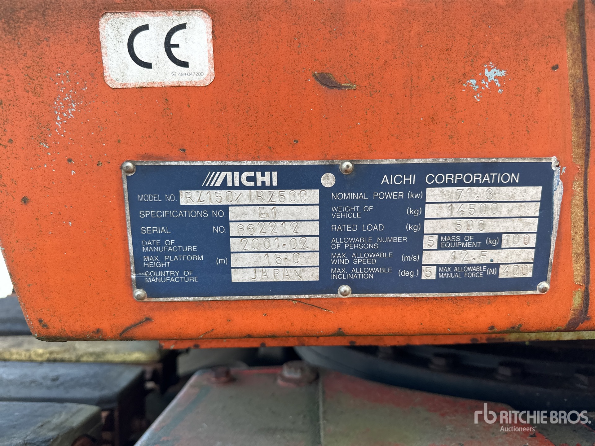 General Appearance with Serial Number / VIN