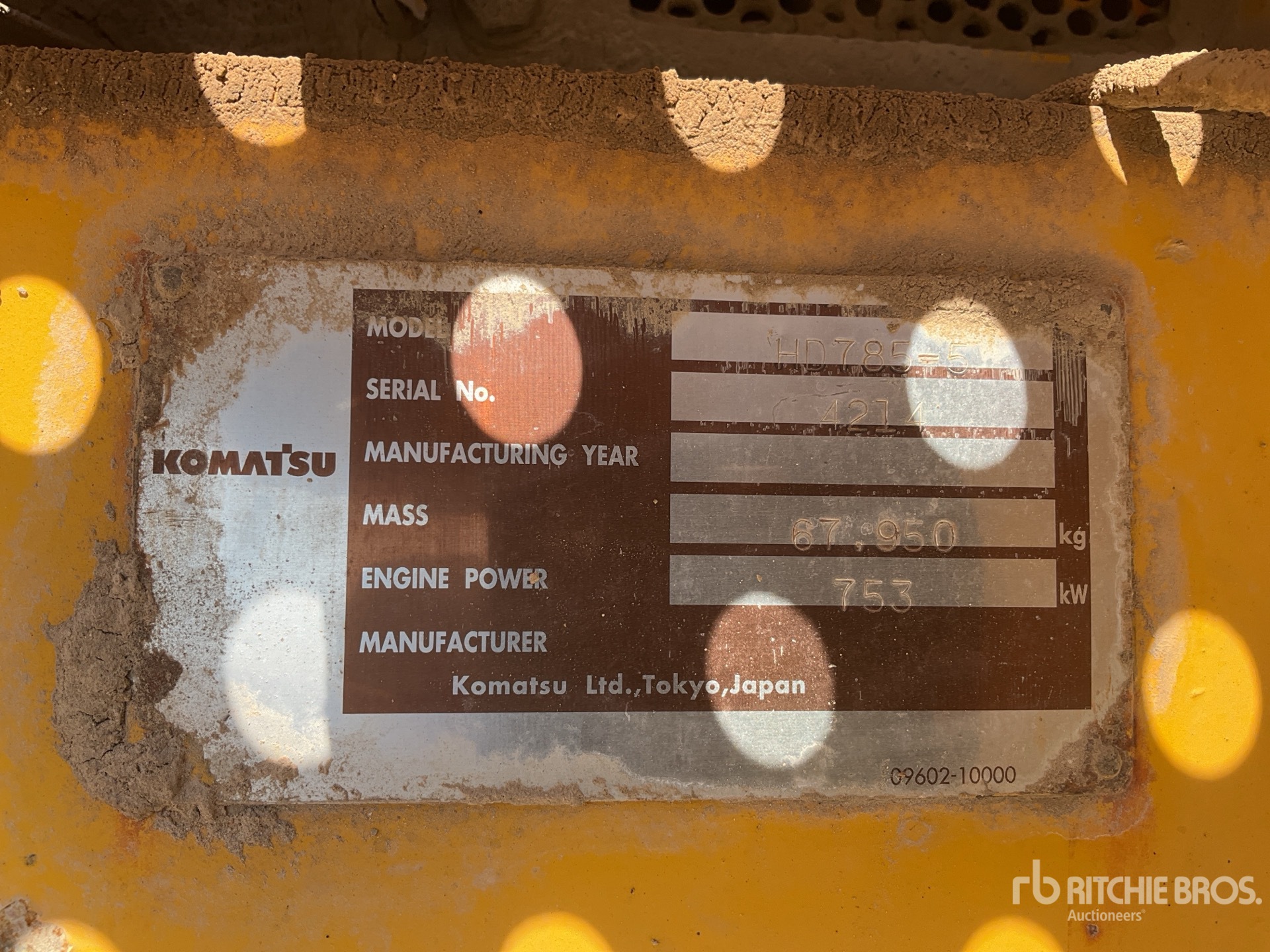 General Appearance with Serial Number / VIN