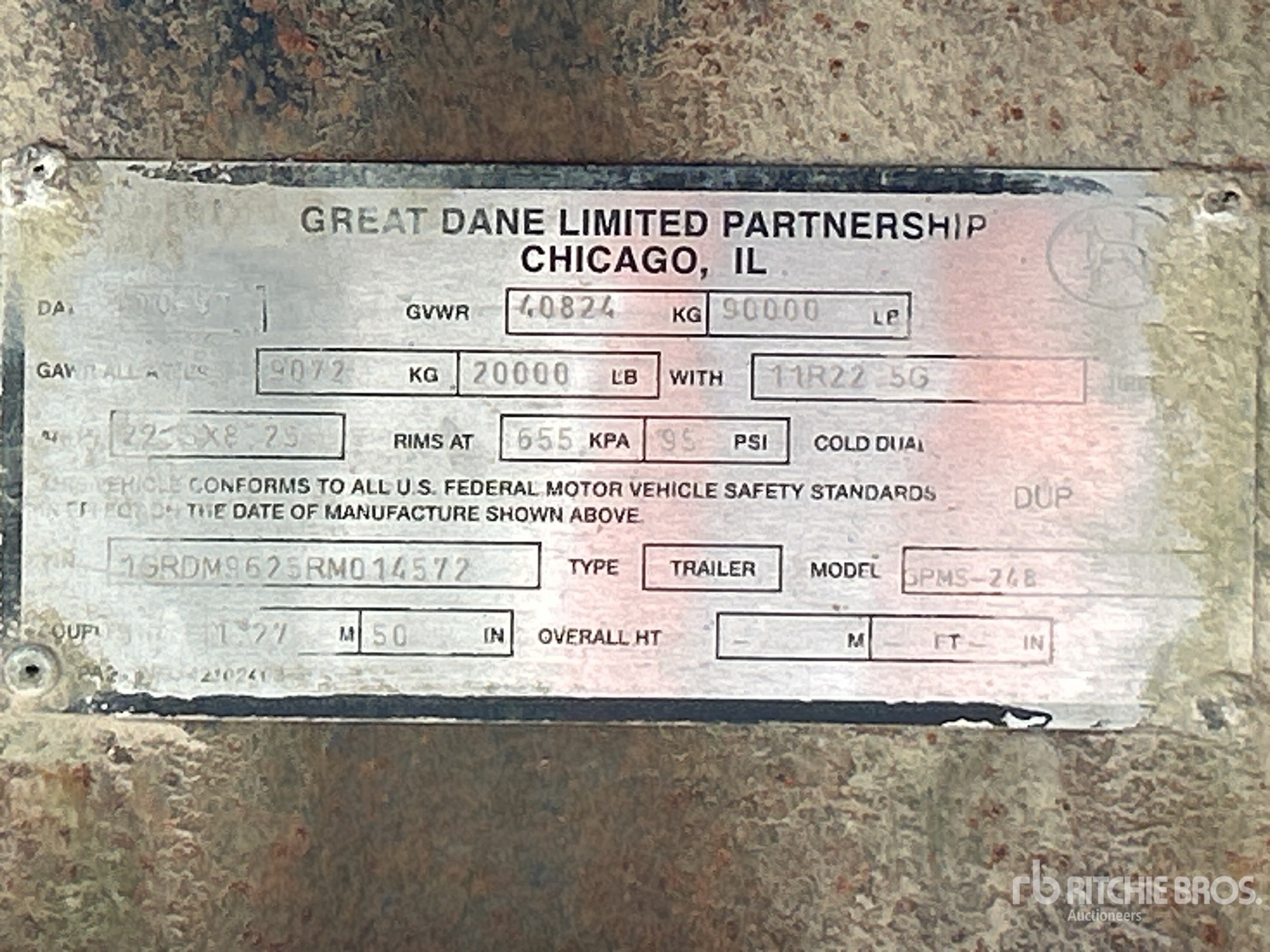 General Appearance with Serial Number / VIN