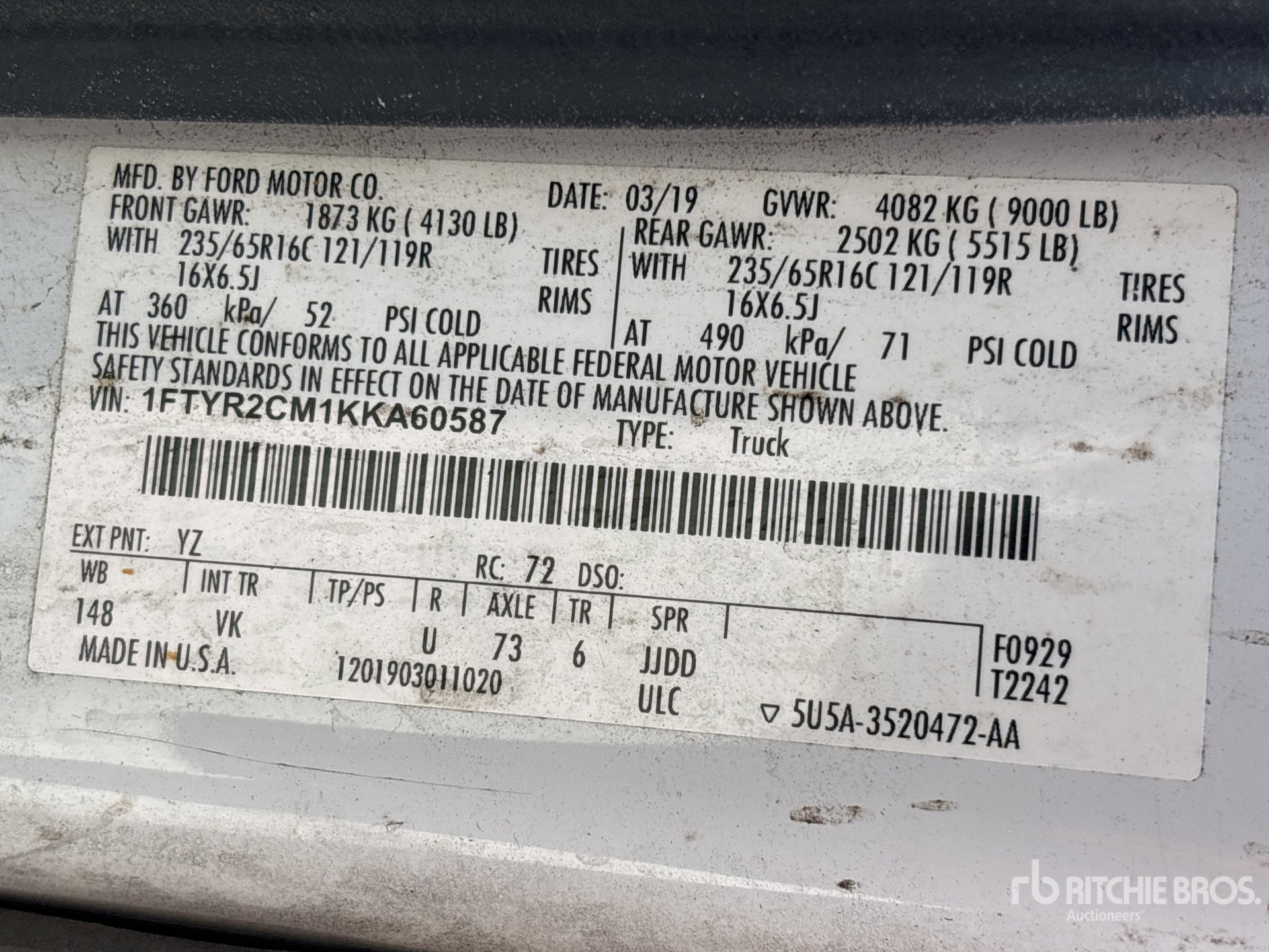 General Appearance with Serial Number / VIN
