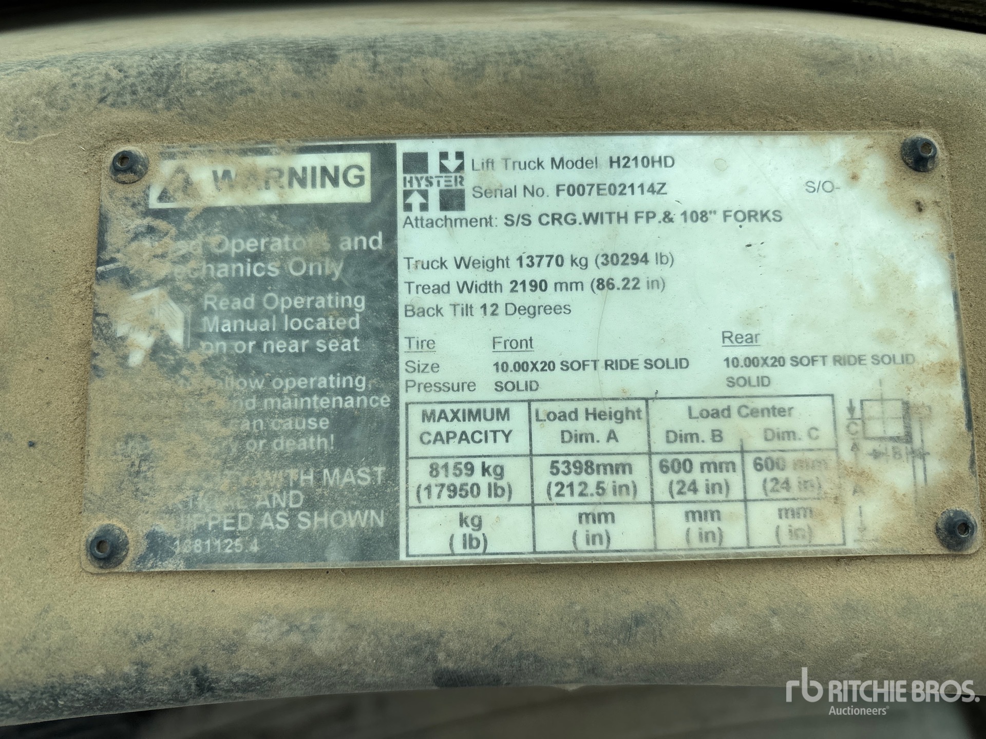 General Appearance with Serial Number / VIN