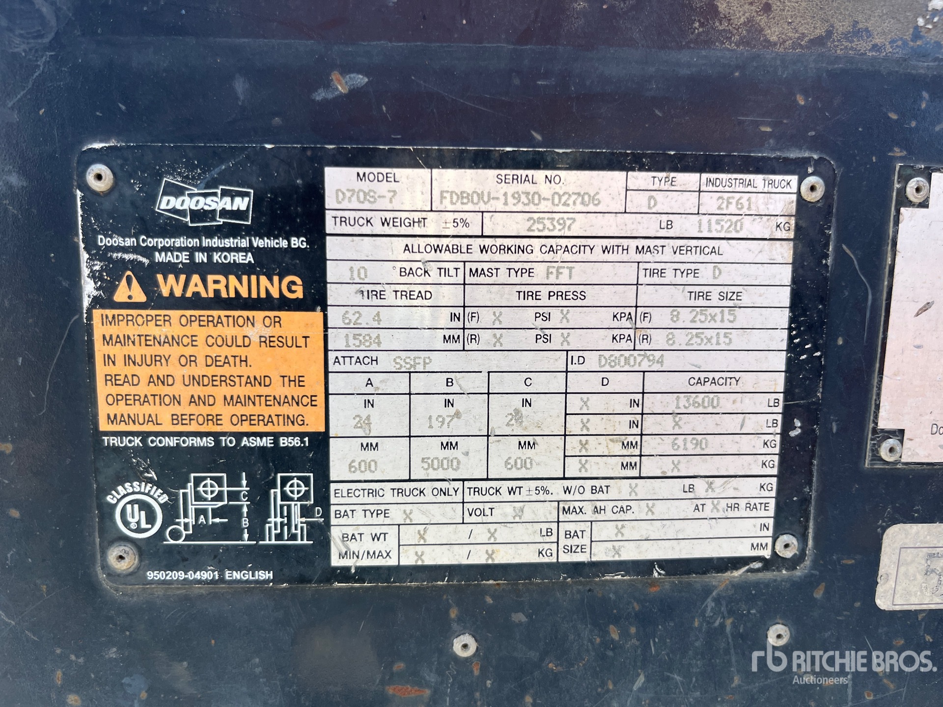 General Appearance with Serial Number / VIN