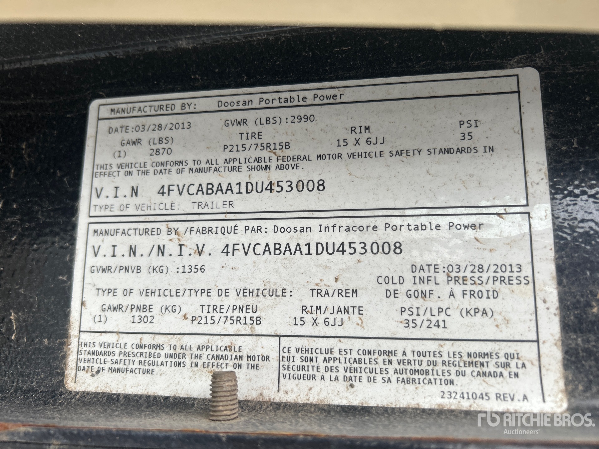 General Appearance with Serial Number / VIN