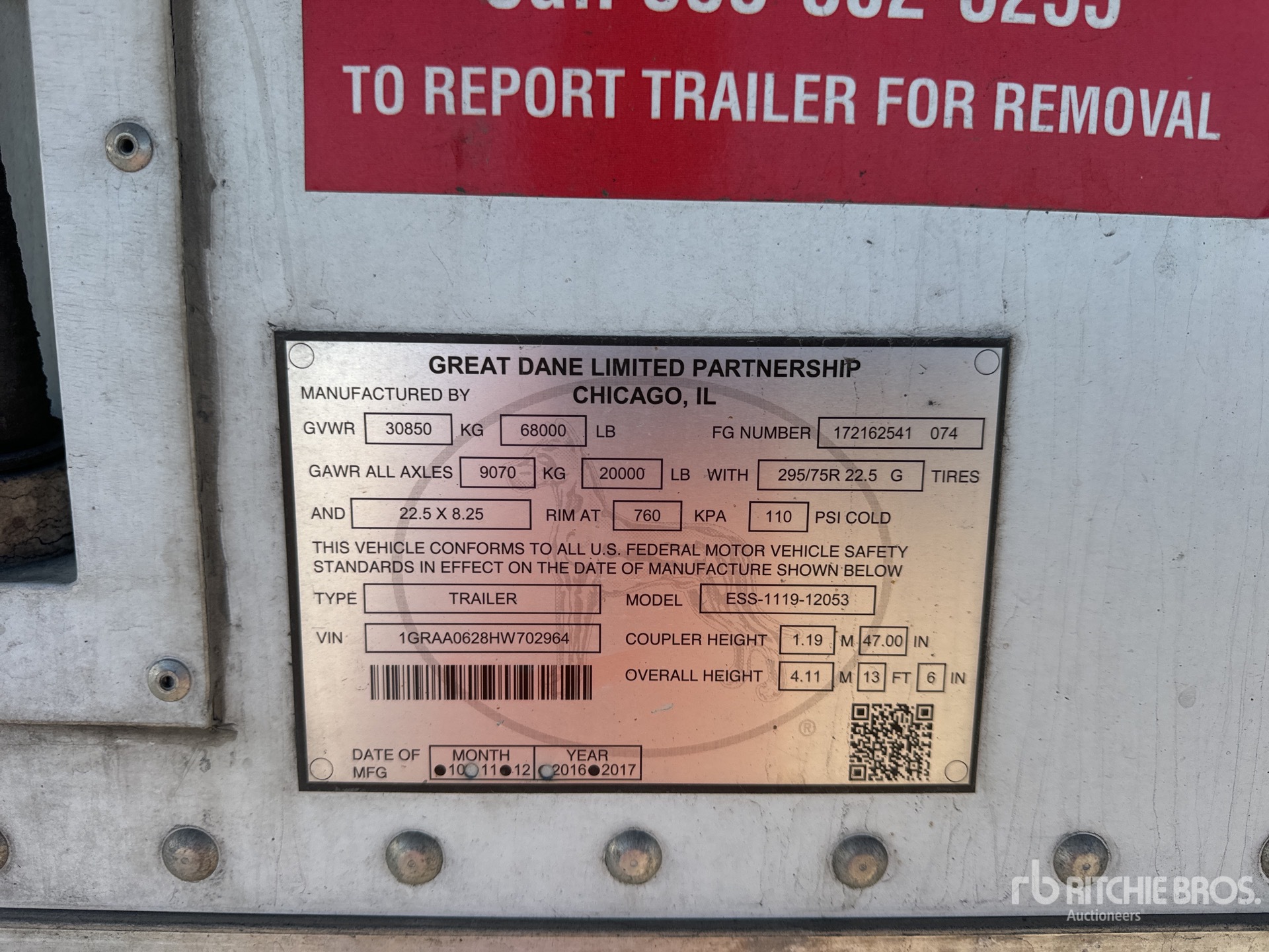 General Appearance with Serial Number / VIN