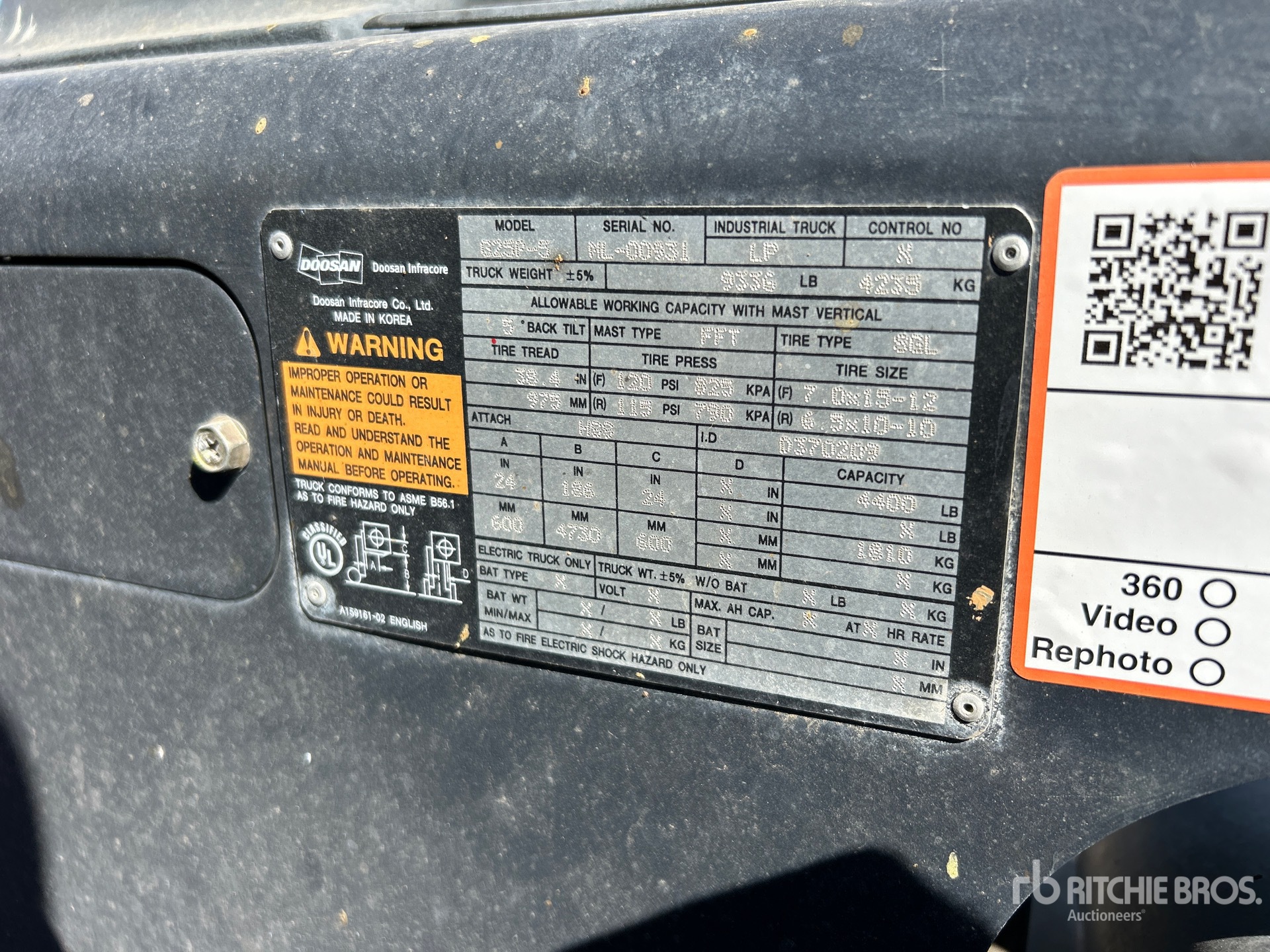 General Appearance with Serial Number / VIN
