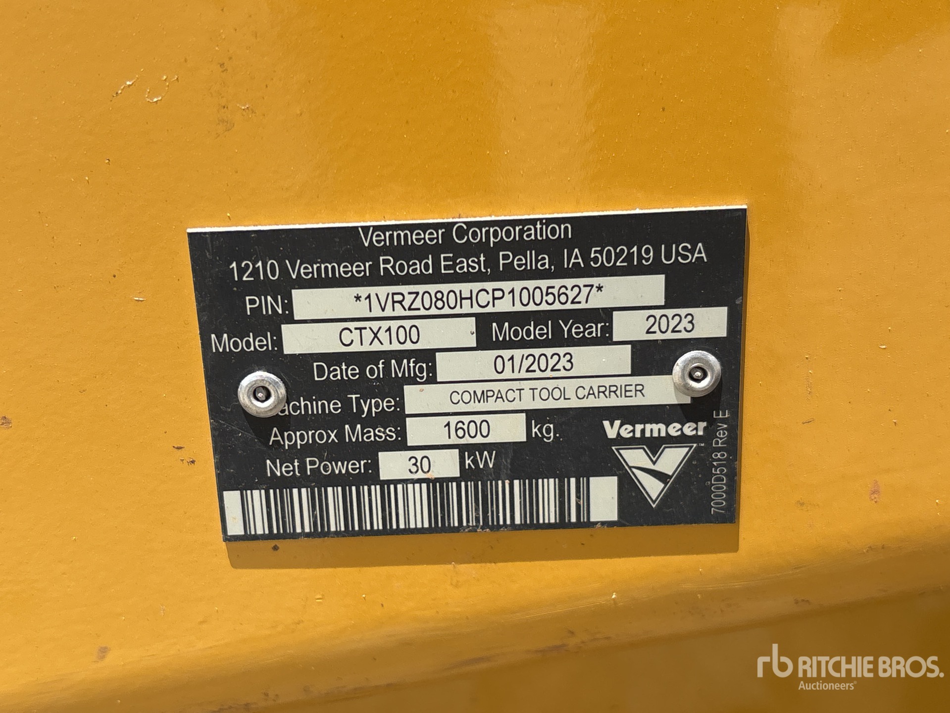 General Appearance with Serial Number / VIN