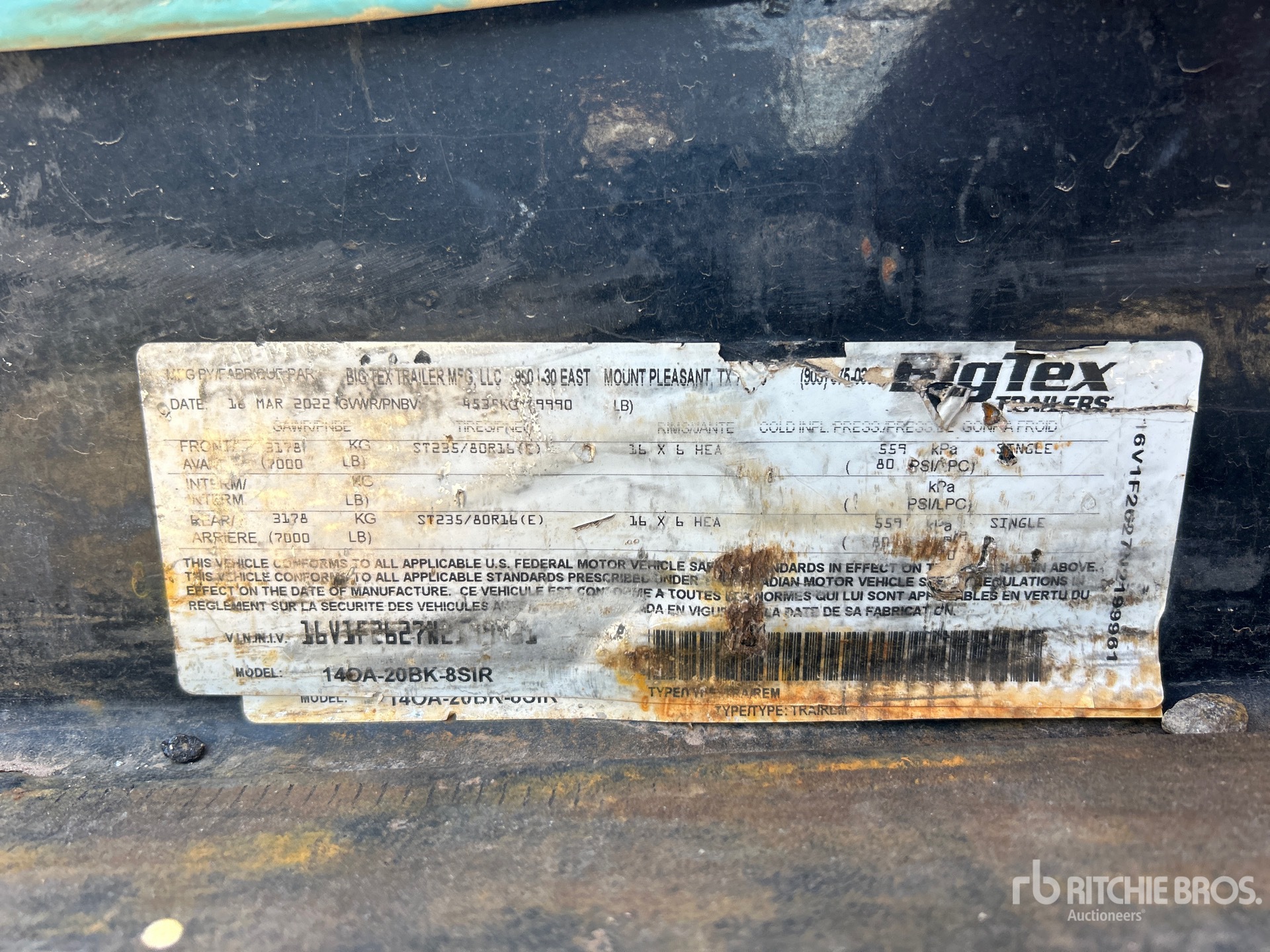 General Appearance with Serial Number / VIN