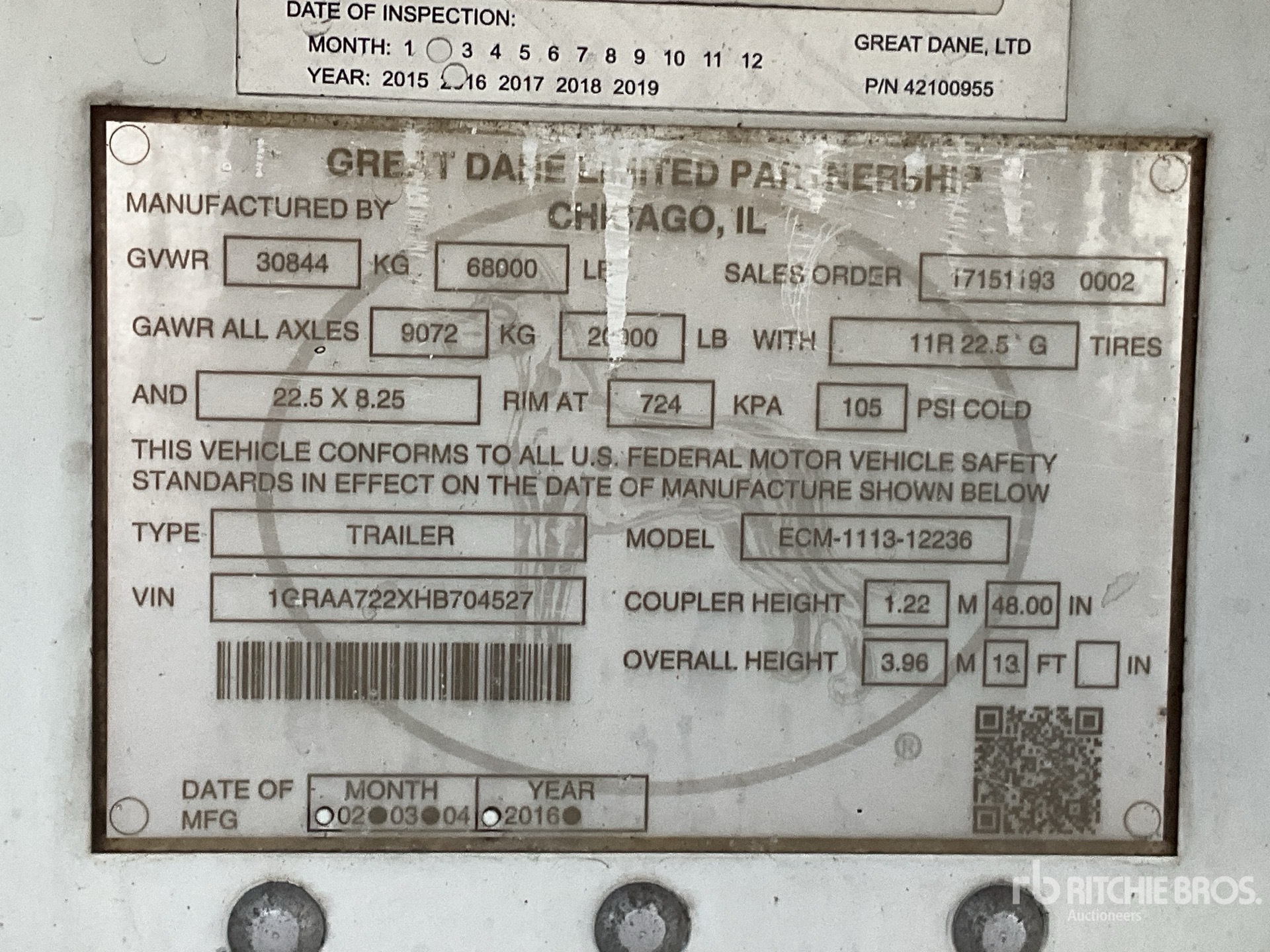 General Appearance with Serial Number / VIN