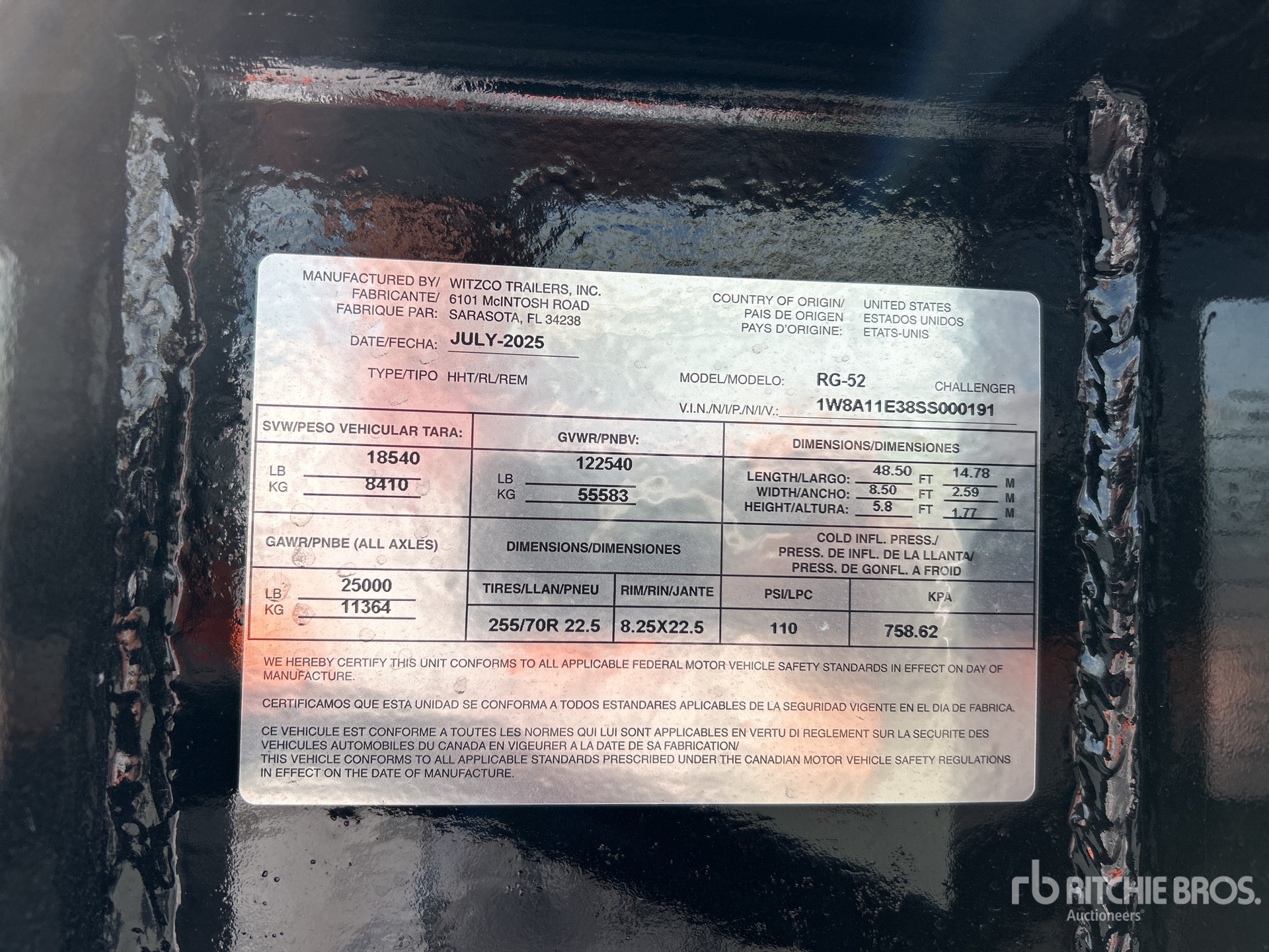 General Appearance with Serial Number / VIN