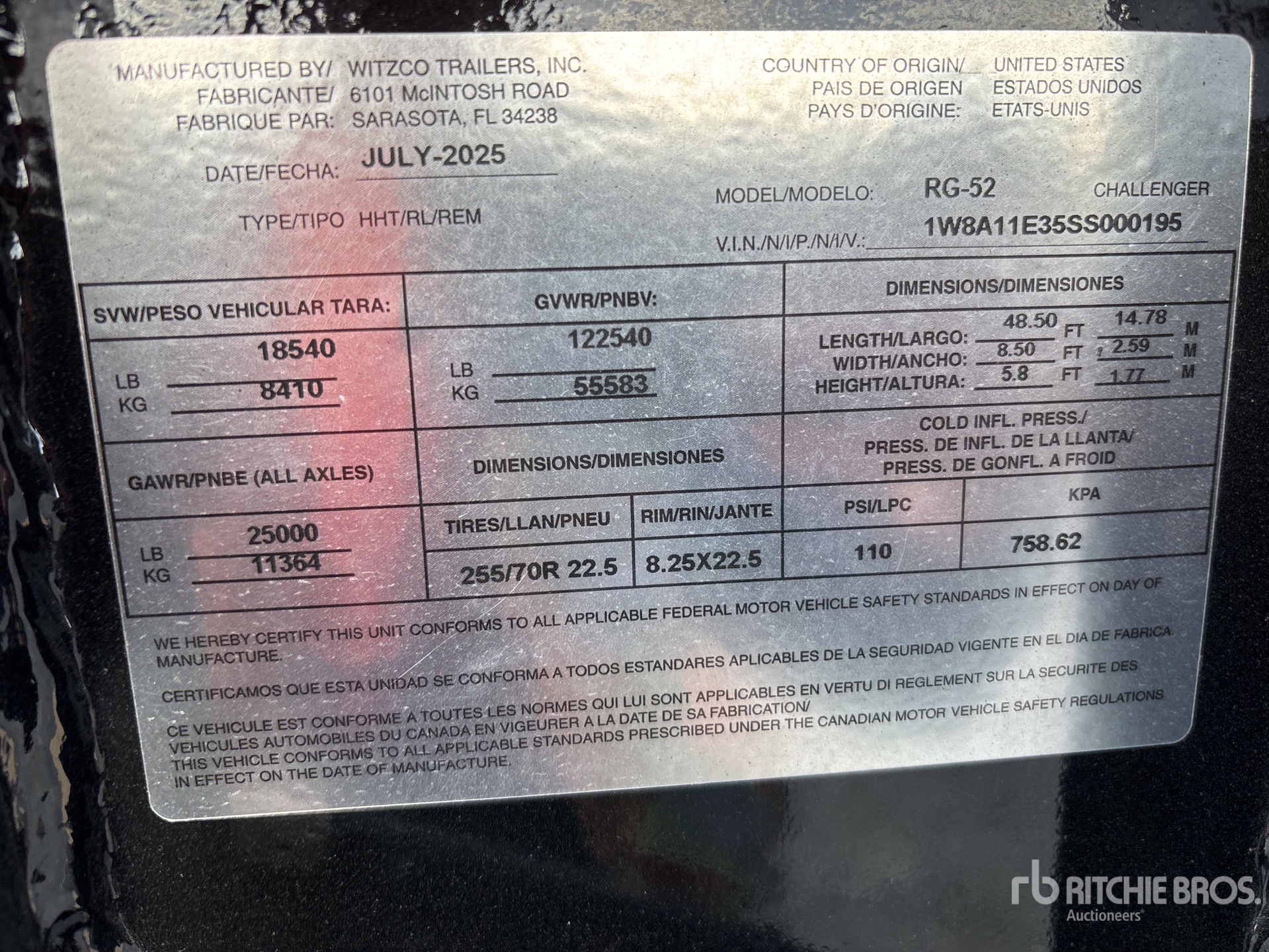 General Appearance with Serial Number / VIN