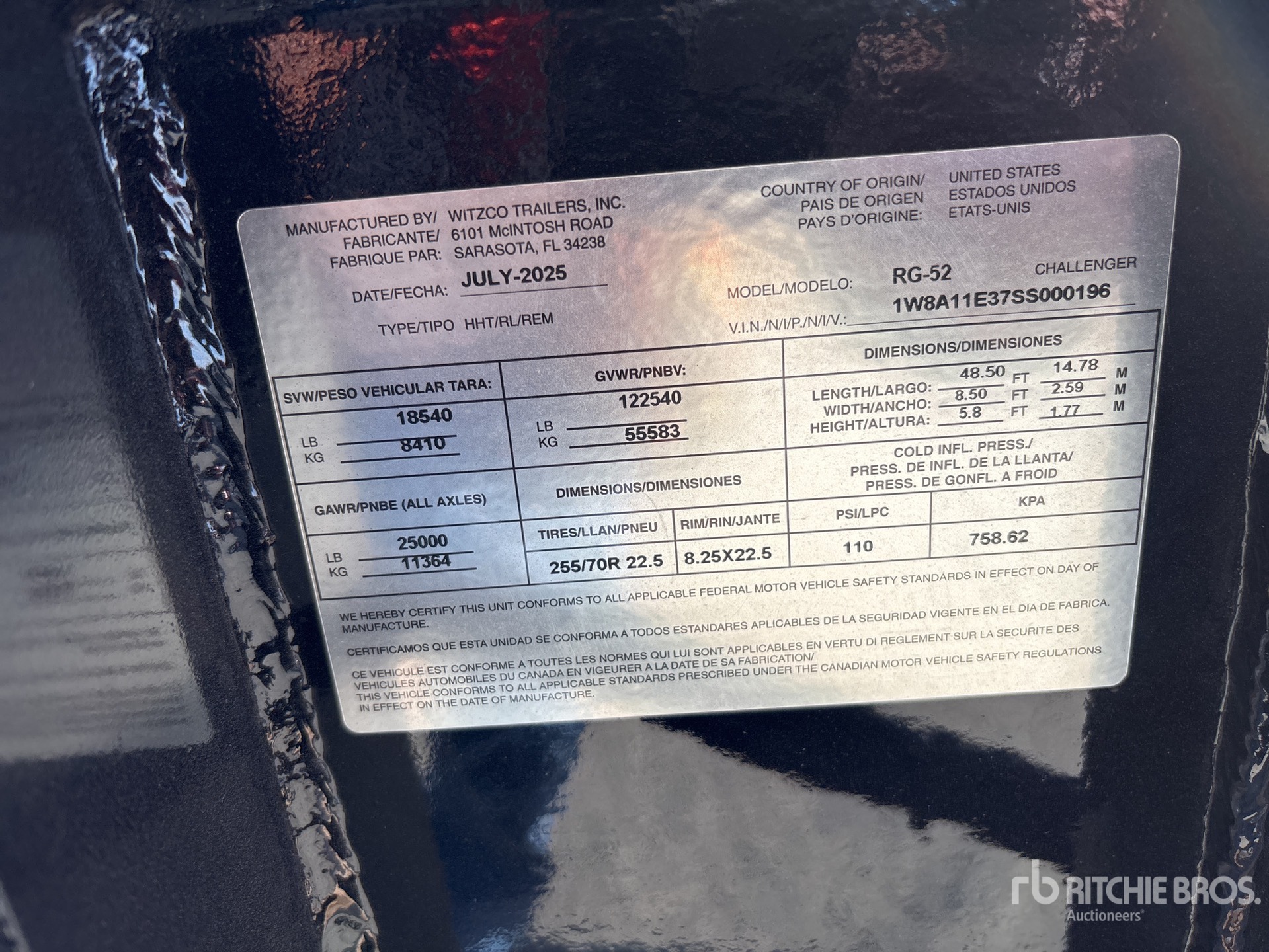 General Appearance with Serial Number / VIN