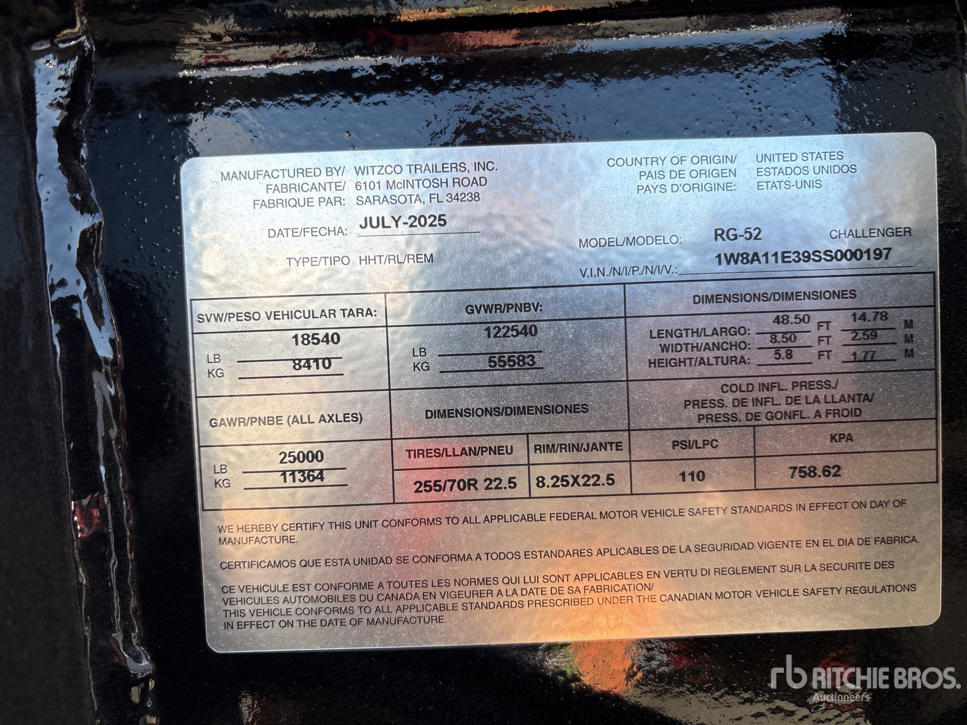 General Appearance with Serial Number / VIN