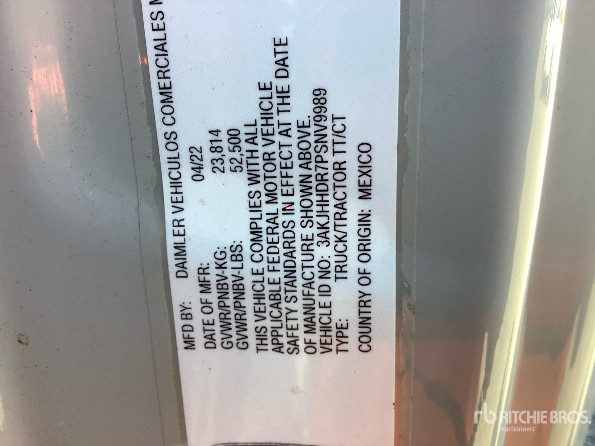 General Appearance with Serial Number / VIN