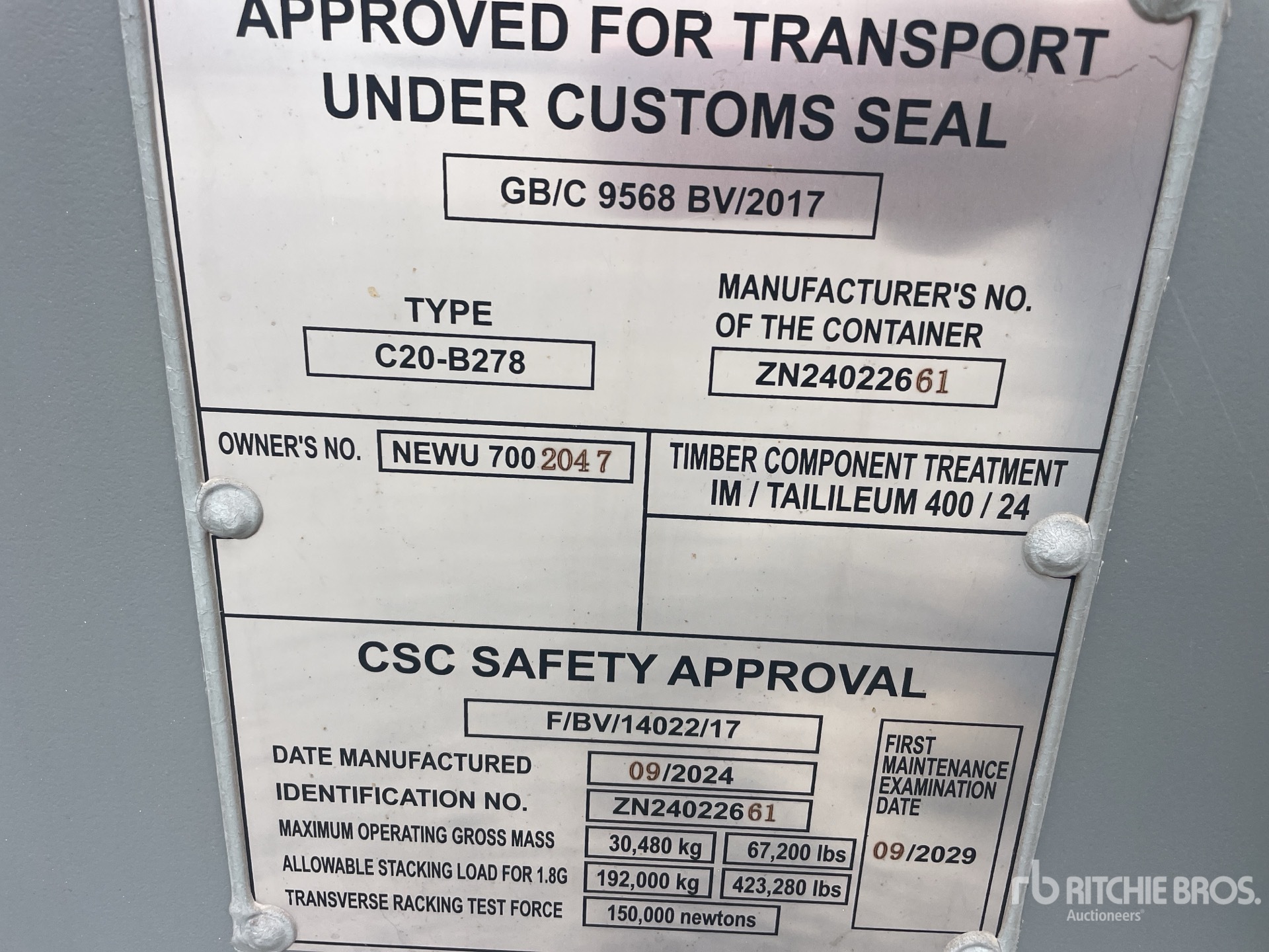 General Appearance with Serial Number / VIN