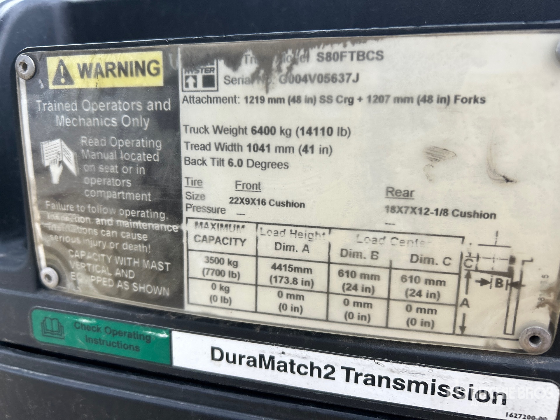 General Appearance with Serial Number / VIN