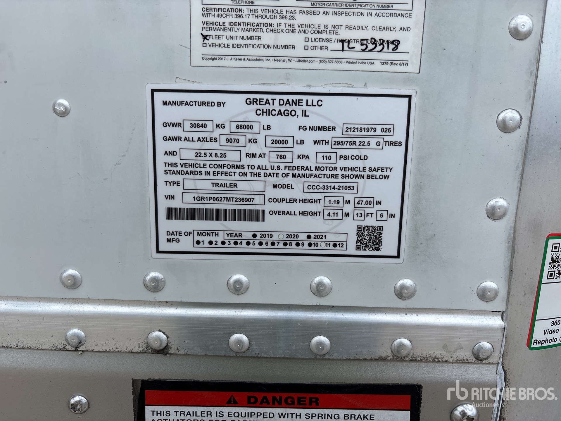 General Appearance with Serial Number / VIN