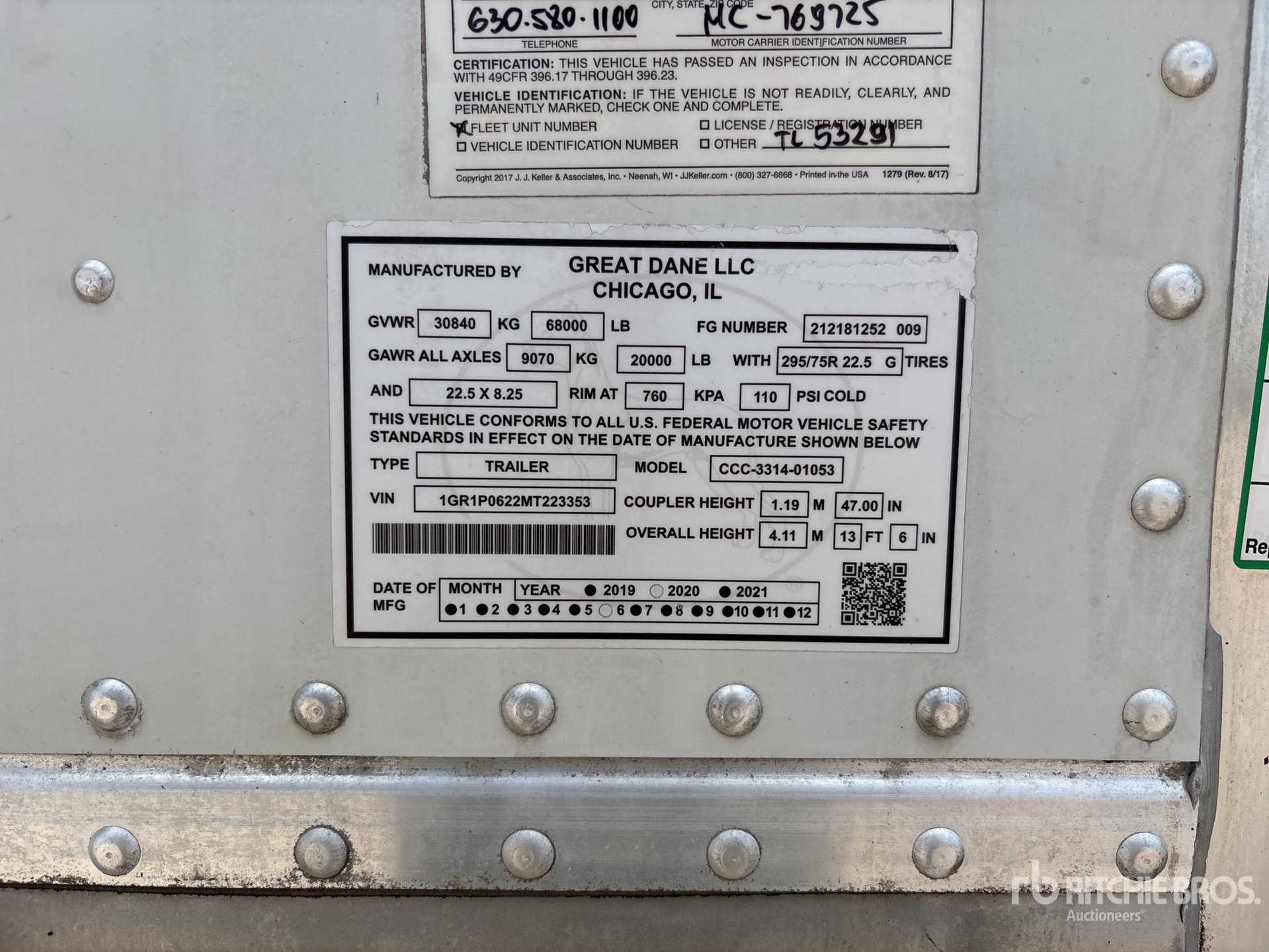 General Appearance with Serial Number / VIN