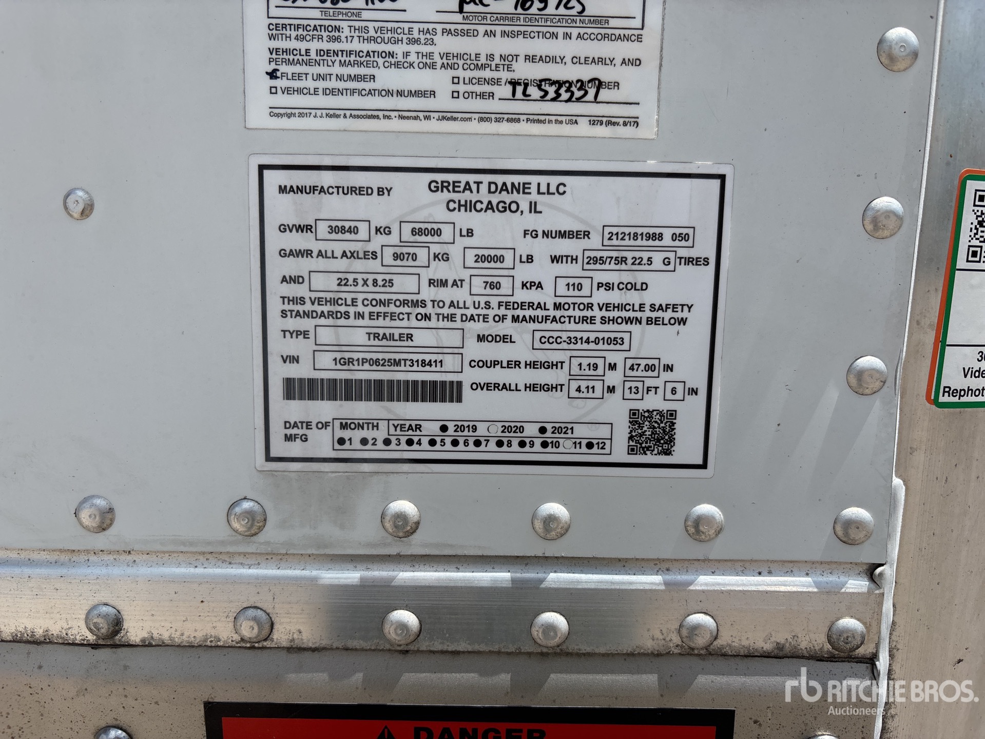 General Appearance with Serial Number / VIN