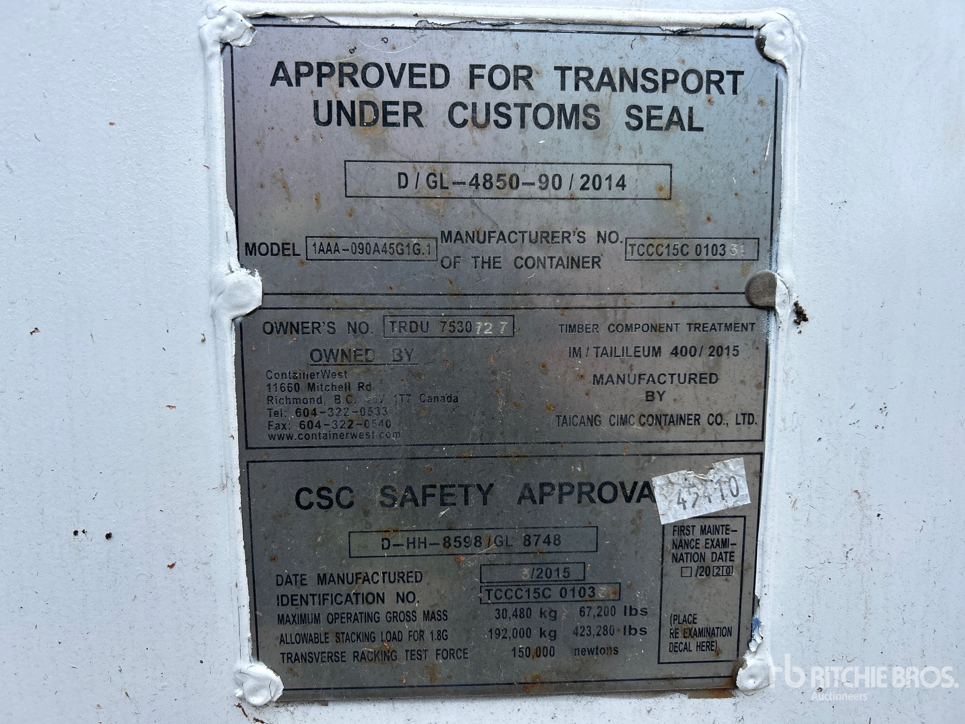 General Appearance with Serial Number / VIN