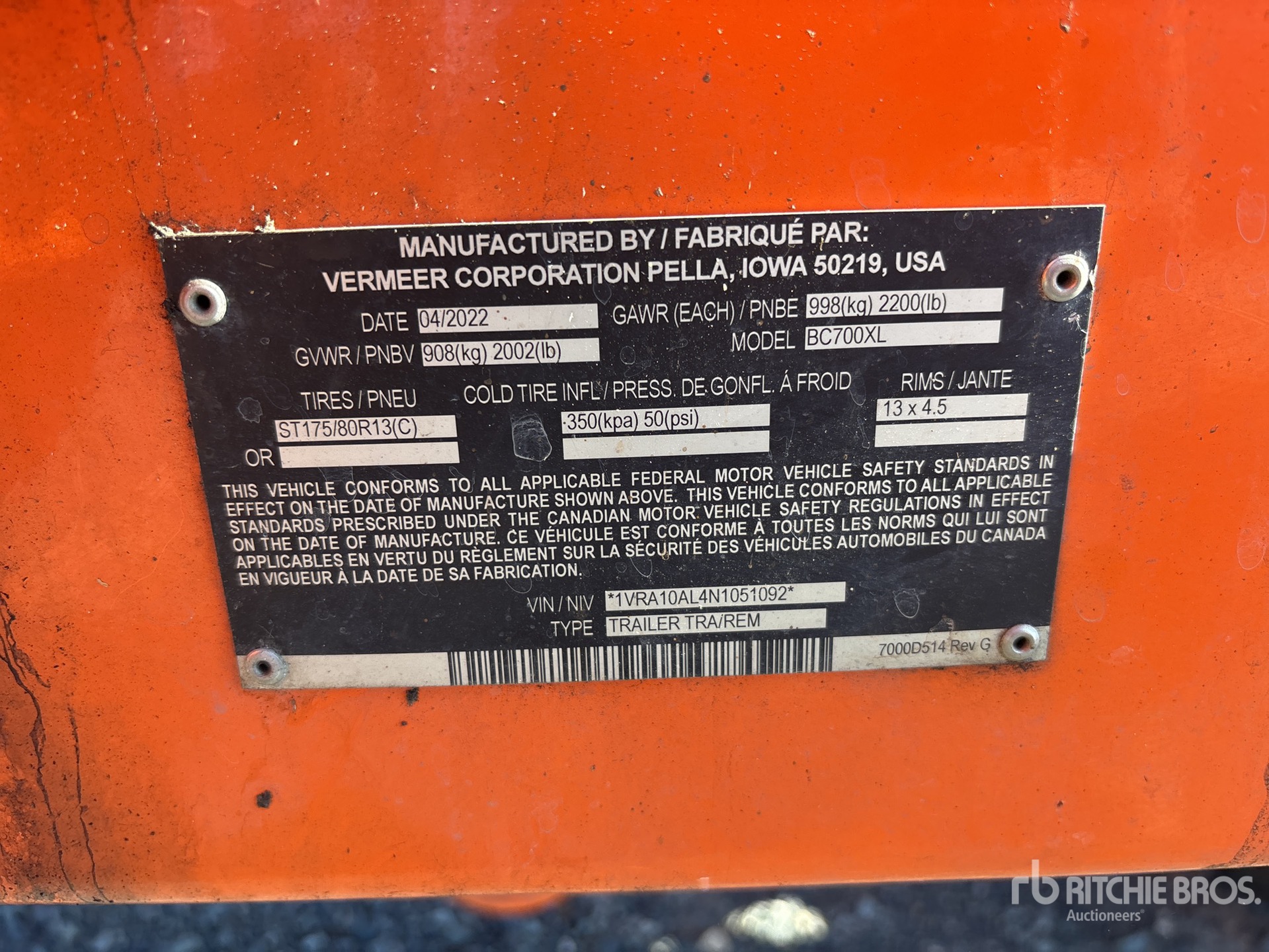 General Appearance with Serial Number / VIN