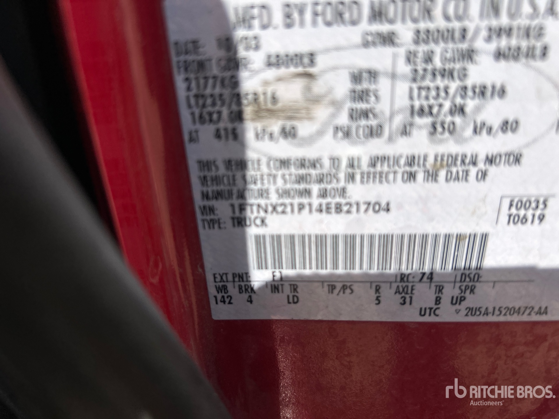 General Appearance with Serial Number / VIN
